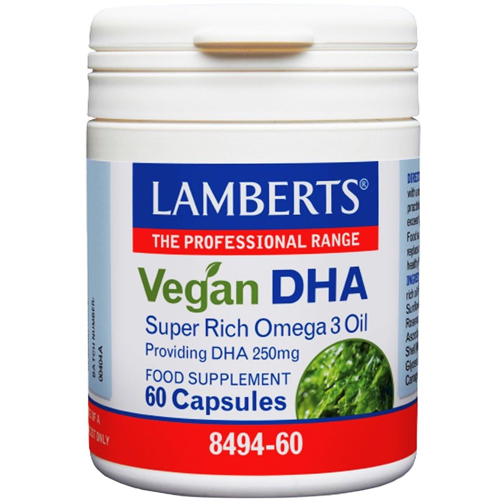 Lamberts Lamberts Vegan DHA Συμπλήρωμα Διατροφής με Ω3 από Θαλάσσια Άλγη για τη Φυσιολογική Λειτουργία του Εγκεφάλου & της Όρασης 60caps