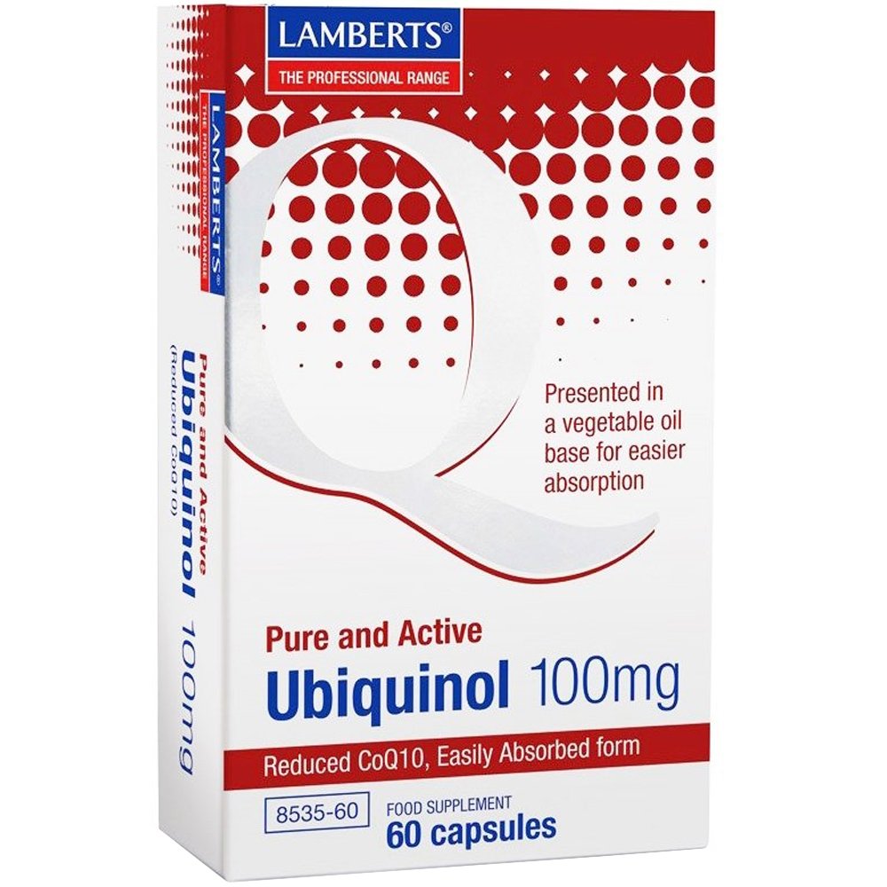 Lamberts Ubiquinol Συμπλήρωμα Διατροφής Συνενζύμου Q10 σε Ενεργό Μορφή για Μέγιστη Απορρόφηση Απαραίτητο για την Παράγωγη Ενέργειας σε Κυτταρικό Επίπεδο με Αντιοξειδωτικές Ιδιότητες 100mg, 60caps