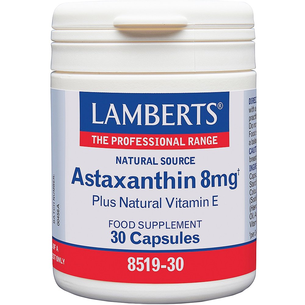 Lamberts Astaxanthin Συμπλήρωμα Διατροφής Ασταξανθίνης Κατά των Οφθαλμικών Αλλοιώσεων με Αντιοξειδωτικές Ιδιότητες 8mg 30caps