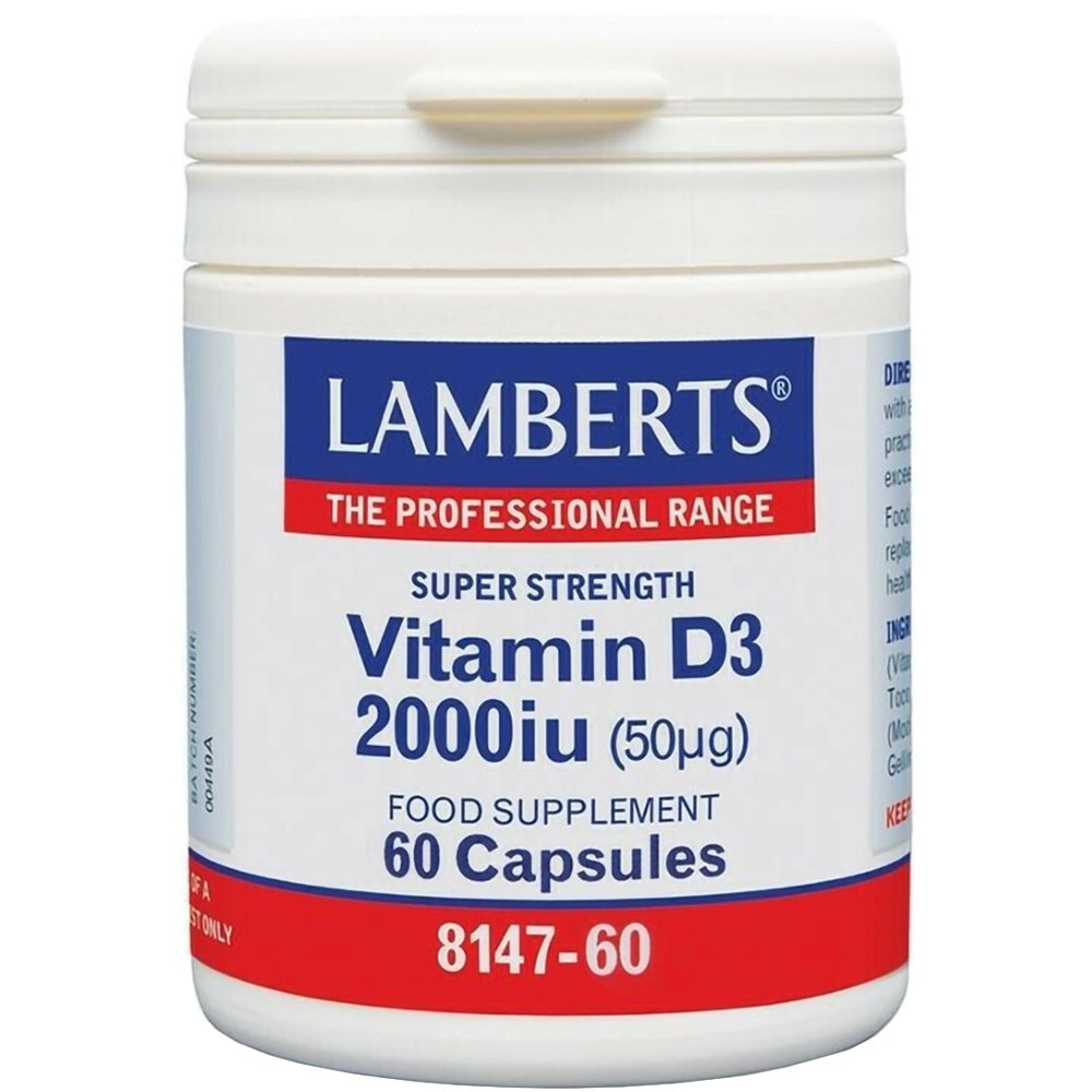 Lamberts Vitamin D3 Συμπλήρωμα Διατροφής με Βιταμίνη D3 για την Καλή Λειτουργία των Οστών & Ανοσοποιητικού 2000iu, 60caps