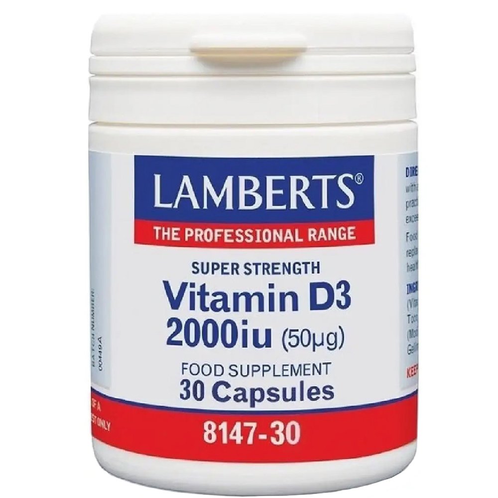 Lamberts Vitamin D3 Συμπλήρωμα Διατροφής με Βιταμίνη D3 για την Καλή Λειτουργία των Οστών & Ανοσοποιητικού 2000iu, 30caps