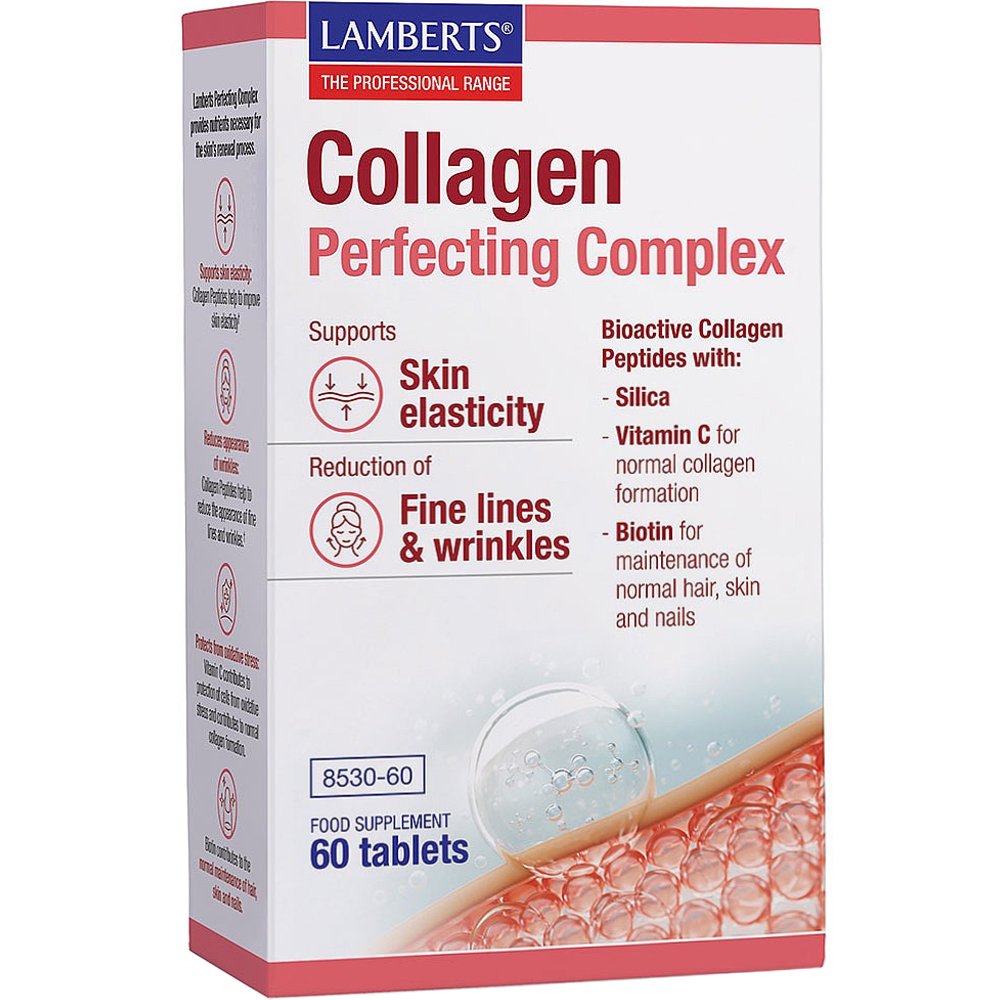 Lamberts Collagen Perfecting Complex Συμπλήρωμα Διατροφής Πεπτιδίων Κολλαγόνου, Βιταμινών & Πυριτίου για την Καλή Υγεία του Δέρματος, Μαλλιών & Νυχιών 60tabs