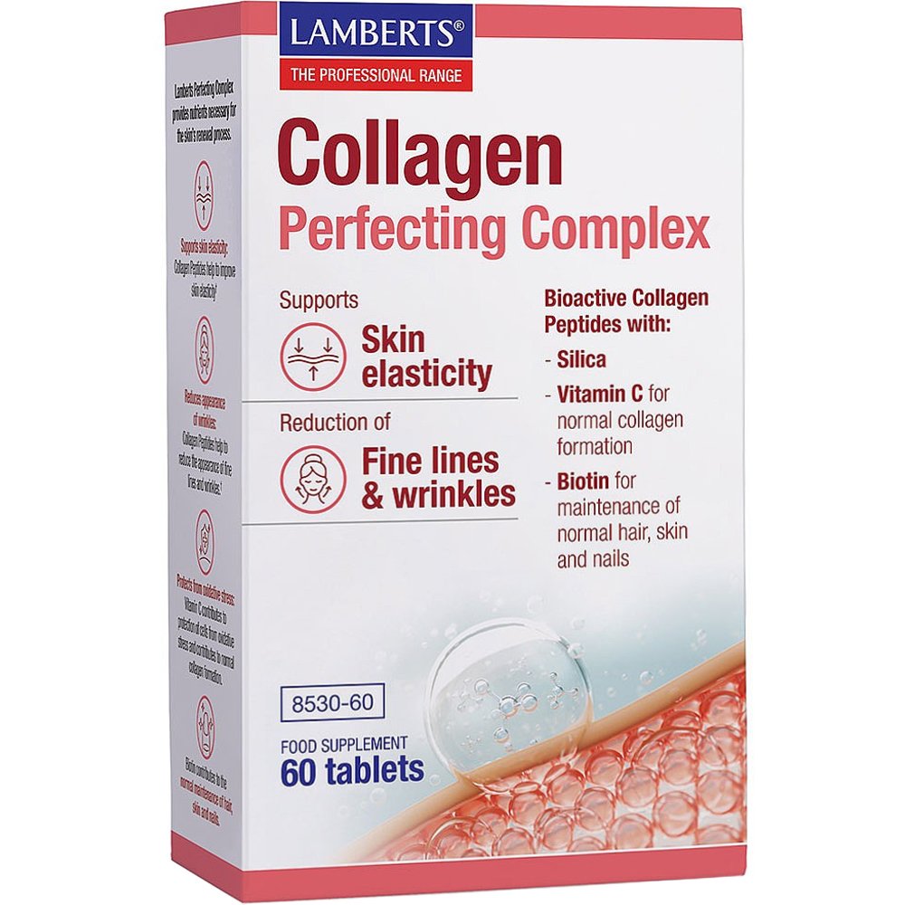 Lamberts Lamberts Collagen Perfecting Complex Συμπλήρωμα Διατροφής Πεπτιδίων Κολλαγόνου, Βιταμινών & Πυριτίου για την Καλή Υγεία του Δέρματος, Μαλλιών & Νυχιών 60tabs