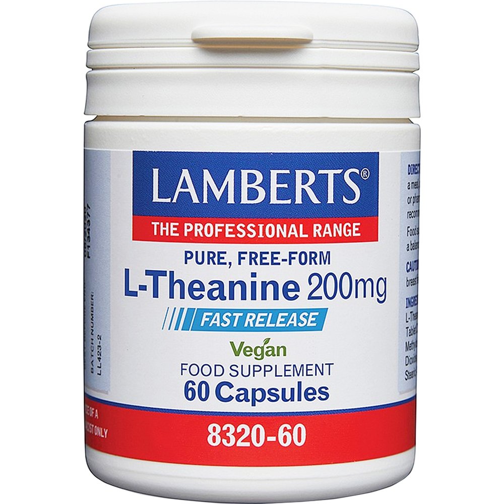 Lamberts L-Theanine Fast Release Συμπλήρωμα Διατροφής Θειανίνης Ταχείας Αποδέσμευσης από Εκχύλισμα Πράσινου Τσαγιού με Αγχολυτική & Ηρεμιστική Δράση 200mg, 60caps