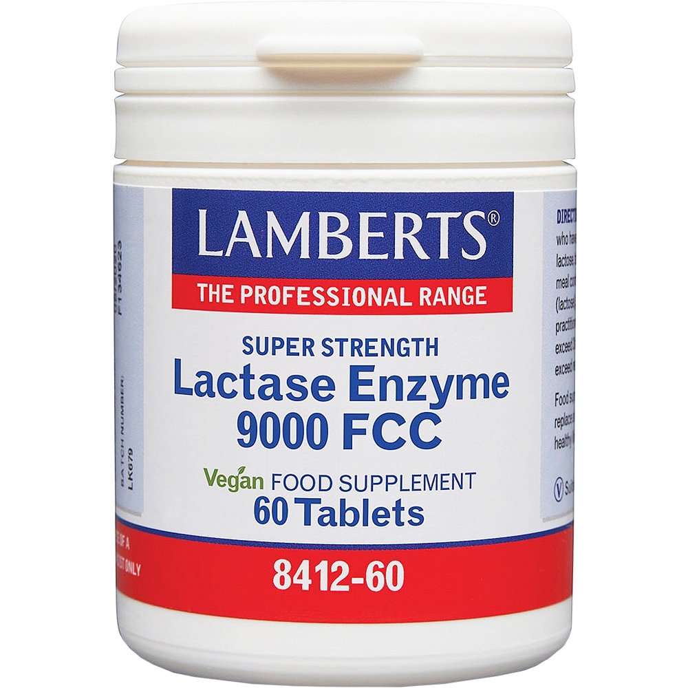 Lamberts Lactase Enzyme 9000 FCC Συμπλήρωμα Διατροφής Συμπλέγματος Φυτικής Λακτάσης για την Ευκολότερη Πέψη της Λακτόζης σε Άτομα με Δυσανεξία 60tabs