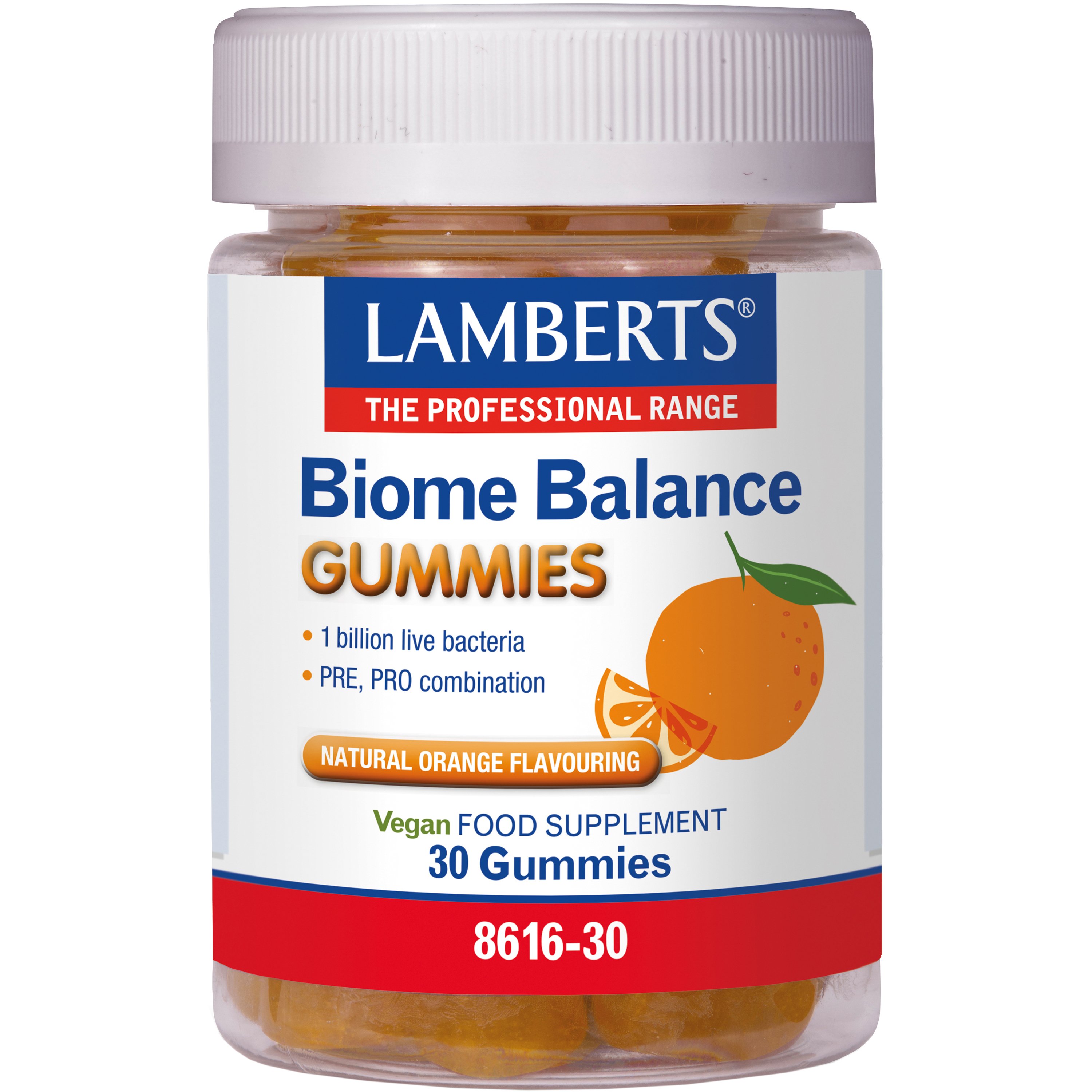 Lamberts Lamberts Biome Balance Gummies Συμπλήρωμα Διατροφής Προβιοτικών & Πρεβιοτικών για την Καλή Λειτουργία του Εντέρου & Ενίσχυση της Μικροβιακής Χλωρίδας του με Γεύση Πορτοκάλι 30 Ζελεδάκια