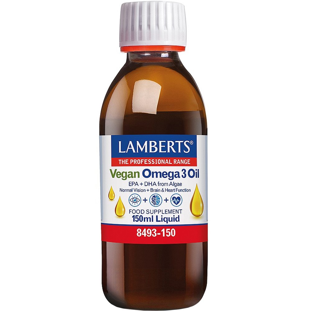 Lamberts Lamberts Vegan Omega 3 Oil from Algae Συμπλήρωμα Διατροφής Πόσιμου Ελαίου Θαλάσσιας Άλγης Πλούσιο σε Φυτικής Προέλευσης Ωμέγα 3 Λιπαρά Οξέα για την Καλή Λειτουργία του Εγκεφάλου & της Όρασης με Γεύση Λεμόνι 150ml