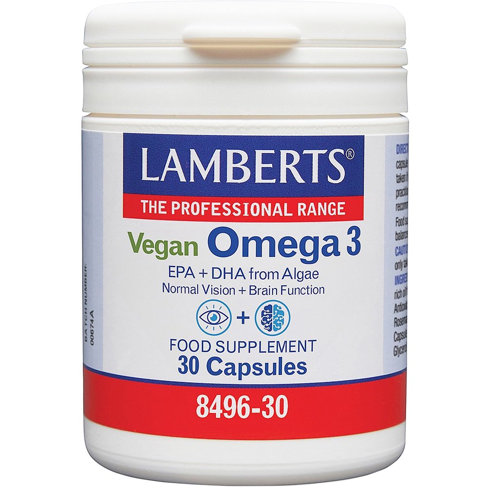 Lamberts Vegan Omega 3 from Algae Συμπλήρωμα Διατροφής Έλαιου Θαλάσσιας Άλγης Πλούσιο σε Φυτικής Προέλευσης Ωμέγα 3 Λιπαρά Οξέα για την Καλή Λειτουργία του Εγκεφάλου & της Όρασης 30caps