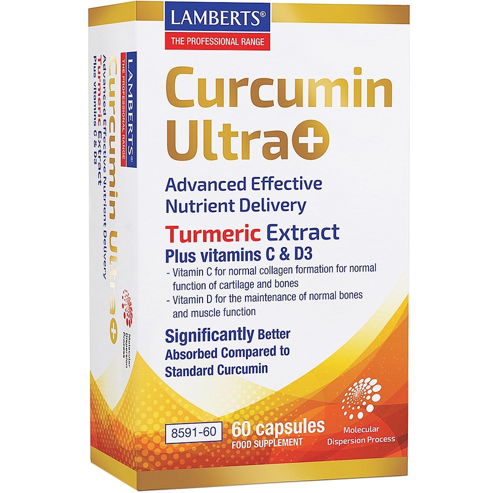 Lamberts Lamberts Curcumin Ultra+ Συμπλήρωμα Διατροφής Εκχυλίσματος Κουρκουμά Βιταμίνης C & D για την Αντιμετώπιση των Χρόνιων Φλεγμονωδών Παθήσεων & Ενίσχυση του Ανοσοποιητικού Ειδικά Σχεδιασμένο για Μέγιστη Απορρόφηση 60caps