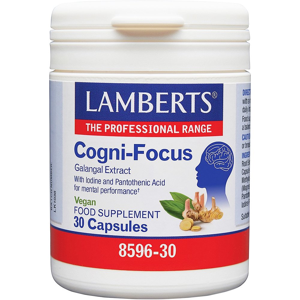 Lamberts Lamberts Cogni-Focus Συμπλήρωμα Διατροφής Εκχυλίσματος Γκαλάνγκαλ, Βιταμίνης Β5 & Ιωδίου Κατά της Πνευματικής Κόπωσης, Ενίσχυση της Σκέψης & Καλή Λειτουργία του Νευρικού Συστήματος 30caps
