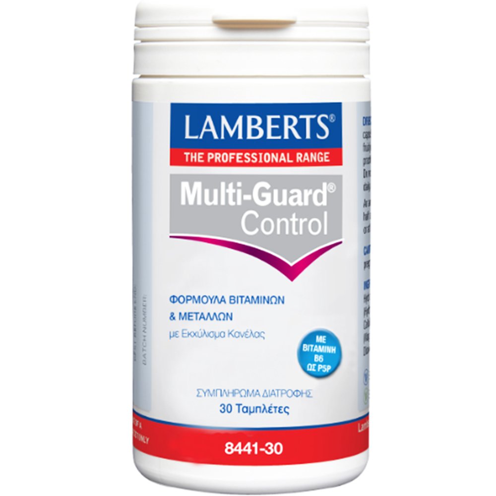 Lamberts Multi-Guard Control Συμπλήρωμα Διατροφής Πολυβιταμινών & Μετάλλων με Εκχύλισμα Κανέλας για τον Έλεγχο των Μεταβολικών Ρυθμών Παραγωγής Ενέργειας Μετά τα Γεύματα & Ρύθμιση των Επιπέδων Γλυκόζης στο Αίμα 30tabs