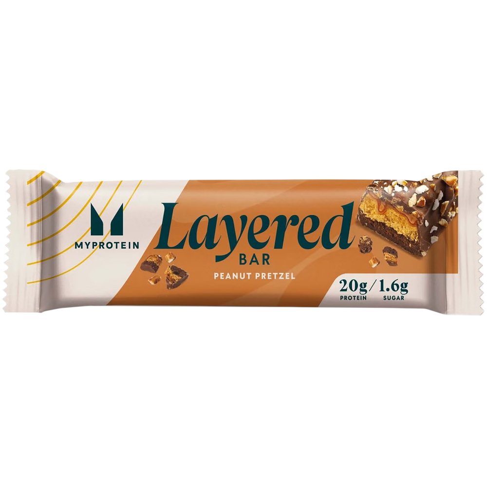 My Protein My Protein Layered Bar Μπάρα Υψηλής Περιεκτικότητας σε Πρωτεΐνη Πολλαπλών Στρώσεων για Υποστήριξη της Ανάπτυξης & της Διατήρησης της Μυϊκής Μάζας με Γεύση Σοκολάτα, Φιστίκι & Κομμάτια Πρέτσελ 60g 1 Τεμάχιο - Peanut Pretzel