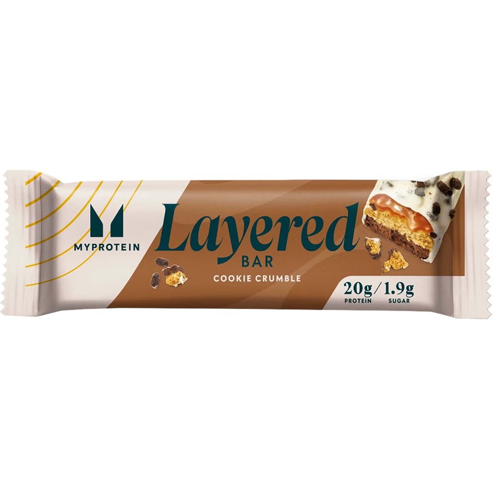 My Protein My Protein Layered Bar Μπάρα Υψηλής Περιεκτικότητας σε Πρωτεΐνη Πολλαπλών Στρώσεων για Υποστήριξη της Ανάπτυξης & της Διατήρησης της Μυϊκής Μάζας με Γεύση Σοκολάτα, Μπισκότο & Καραμέλα 60g 1 Τεμάχιο - Cookie Crumble 