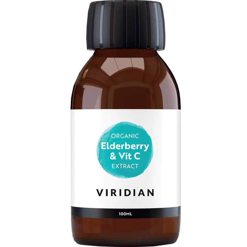 Viridian Viridian Organic Elderberry & Vit C Extract Syrup Συμπλήρωμα Διατροφής Βιολογικού Εκχυλίσματος Σαμπούκου & Βιταμίνης C σε Σιρόπι για την Ενίσχυση του Ανοσοποιητικού με Γεύση Κεράσι 100ml