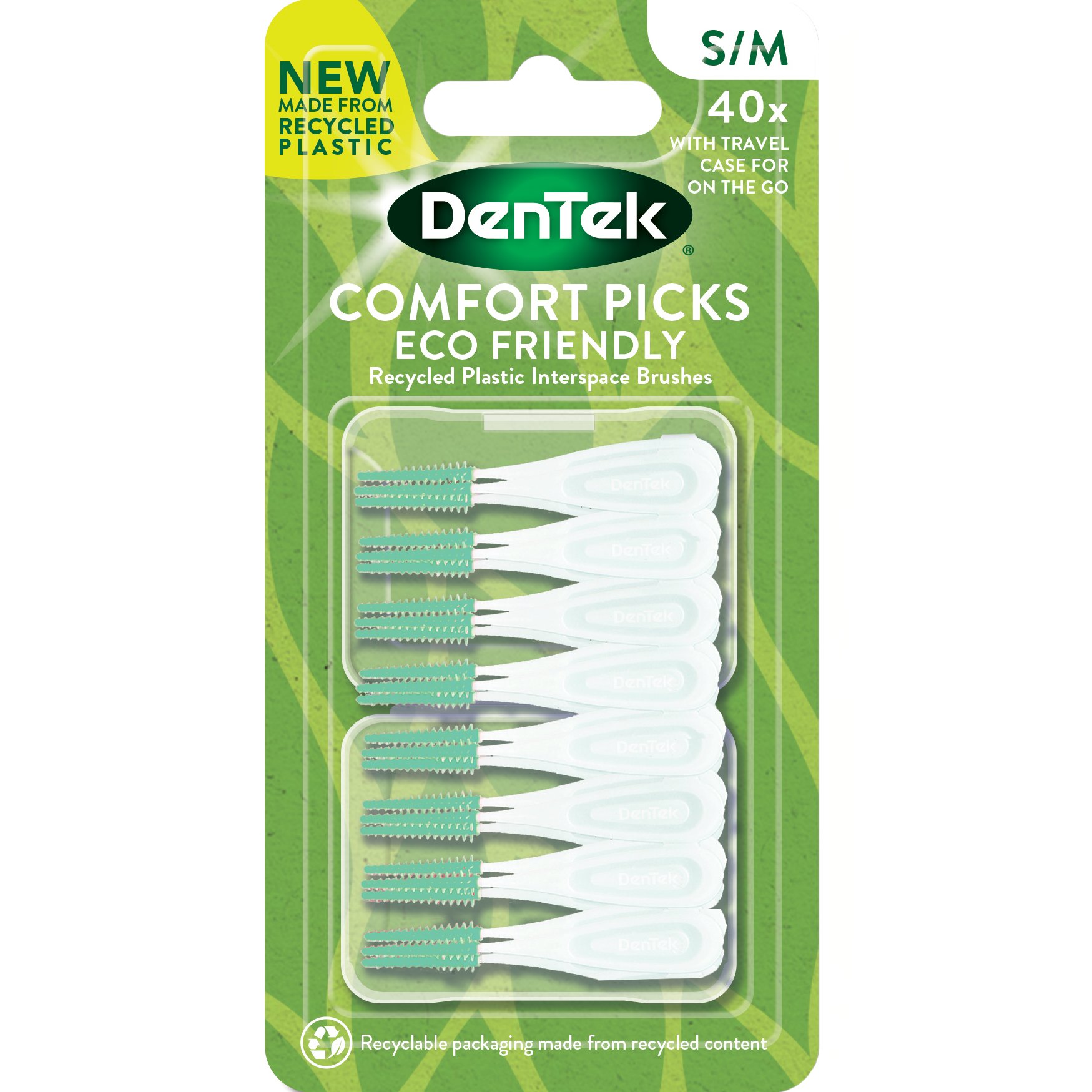 Dentek Comfort Picks Recycled Plastic Interspace Brushes Size S/M Μεσοδόντια Βουρτσάκια από Καουτσούκ 40 Τεμάχια