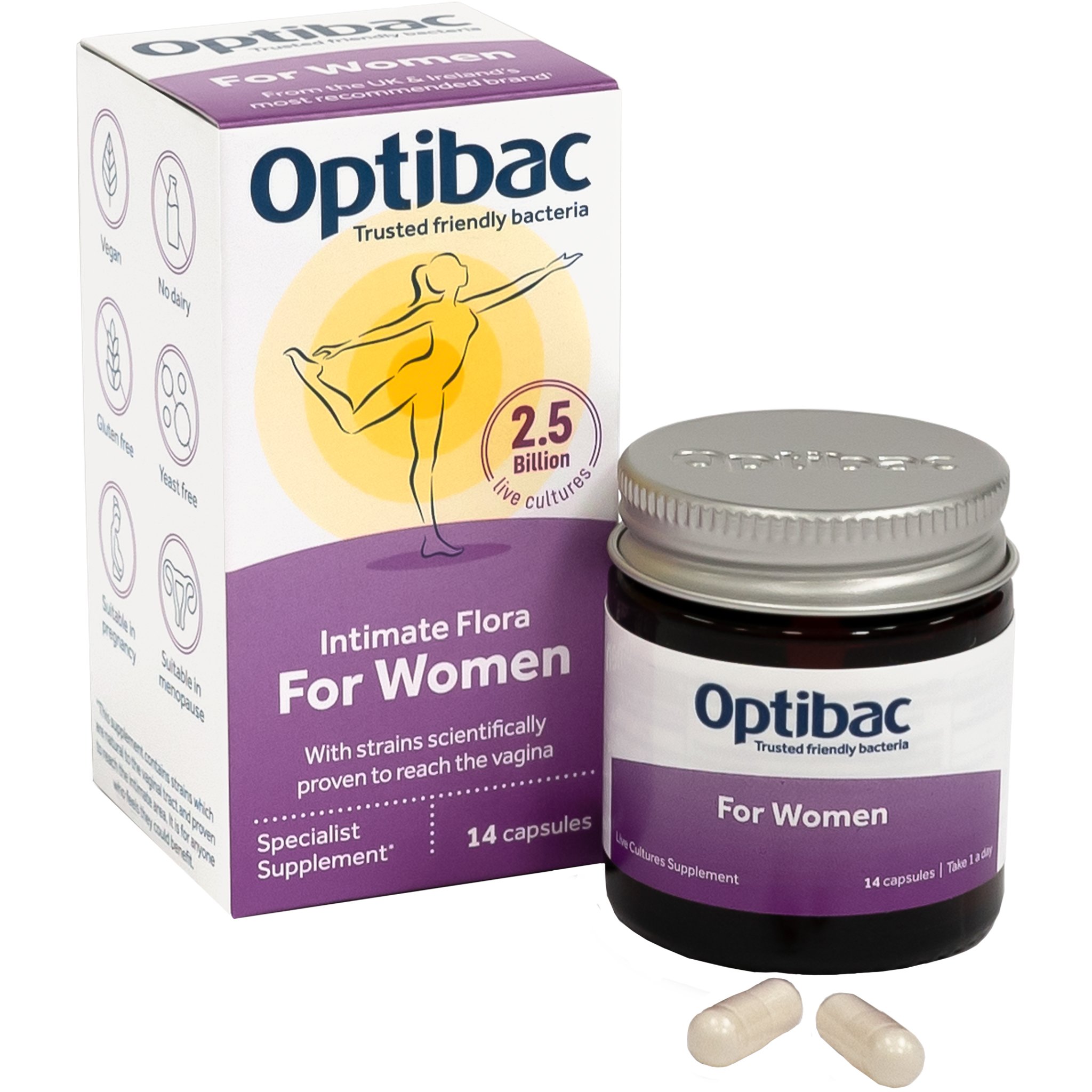 Optibac Optibac Intimate Flora For Women Συμπλήρωμα Διατροφής Φόρμουλας Επιλεγμένων Προβιοτικών για την Ενίσχυση & Διατήρηση της Φυσιολογικής Χλωρίδας του Κόλπου σε Περιπτώσεις Κολπίτιδας & Κυστίτιδας 14caps