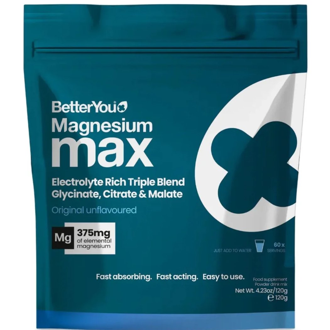 BetterYou BetterYou Magnesium Max 3in1 Powder Συμπλήρωμα Διατροφής Φόρμουλας Μαγνησίου Υψηλής Περιεκτικότητας & Βιοδιαθεσιμότητας Κατά της Κόπωσης & για Βελτίωση της Μυϊκής Απόδοσης 120g - Original Unflavoured