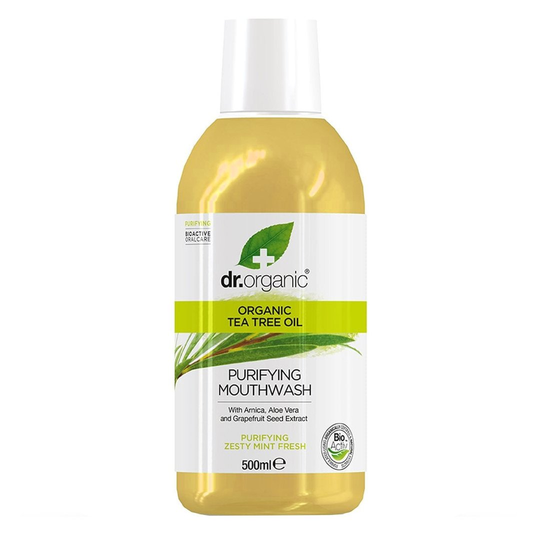 Dr Organic Tea Tree Mouthwash Στοματικό Διάλυμα με Βιολογικό Τεϊόδεντρο για τα Ερεθισμένα Ούλα & Πρόληψη της Τερηδόνας 500ml