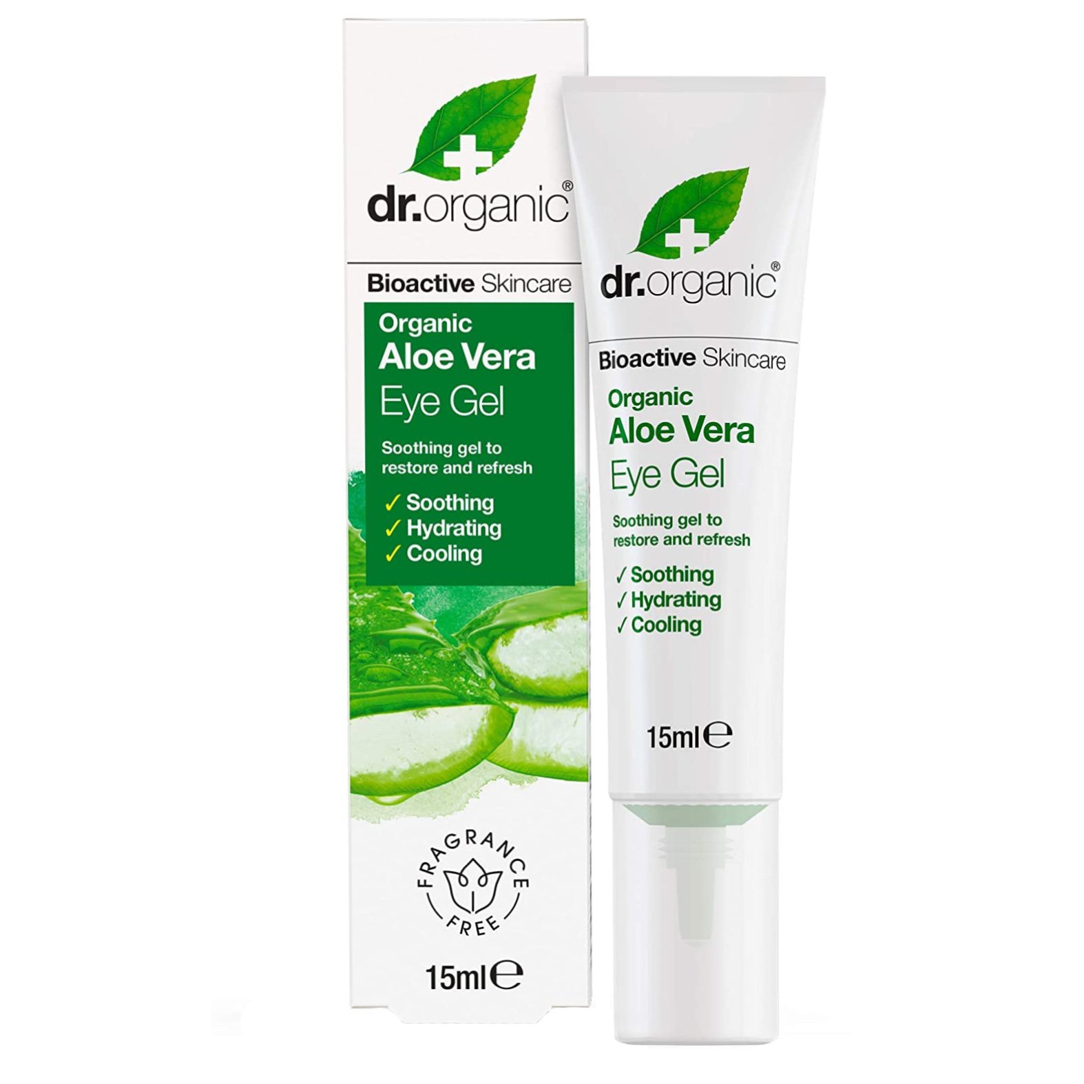 Dr Organic Aloe Vera Eye Gel Τζελ Ματιών με Βιολογική Αλόη Βέρα για Μείωση Πρηξιμάτων, Λεπτών Γραμμών & Μαύρων Κύκλων 15ml