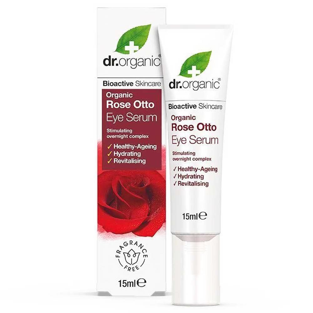 Dr Organic Rose Otto Eye Serum Αντιγηραντικός Ορός Ματιών με Βιολογικό Έλαιο Τριαντάφυλλου για Ώριμες Επιδερμίδες 15ml