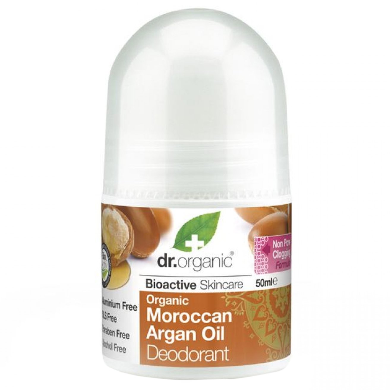 Dr Organic Moroccan Argan Oil Deodorant Αποσμητικό σε Μορφή Roll on με Βιολογικό Μαροκινό Έλαιο Αργκάν 50ml