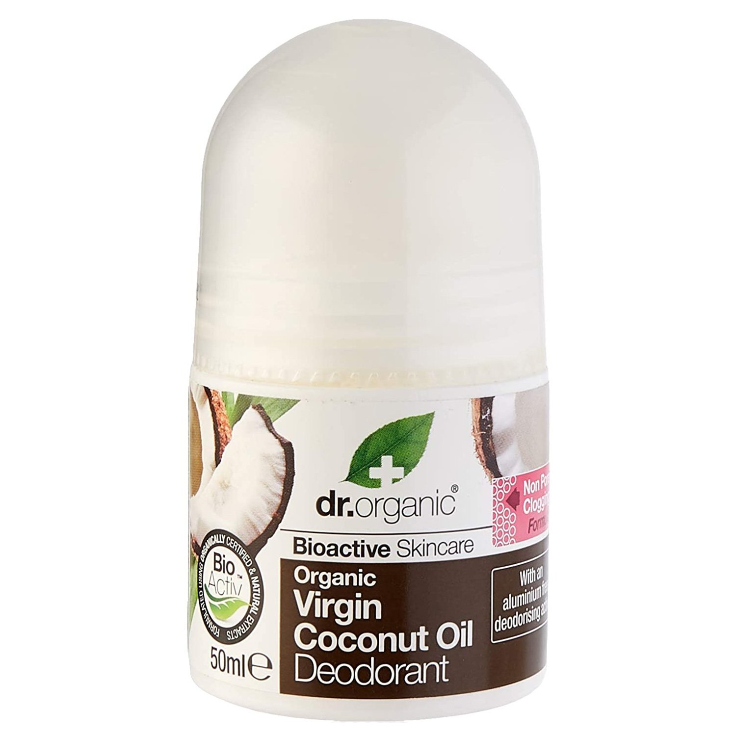 Dr Organic Virgin Coconut Oil Deodorant Αποσμητικό σε Μορφή Roll on με Βιολογικό Έλαιο Καρύδας για Διαρκή Ενυδάτωση 50ml
