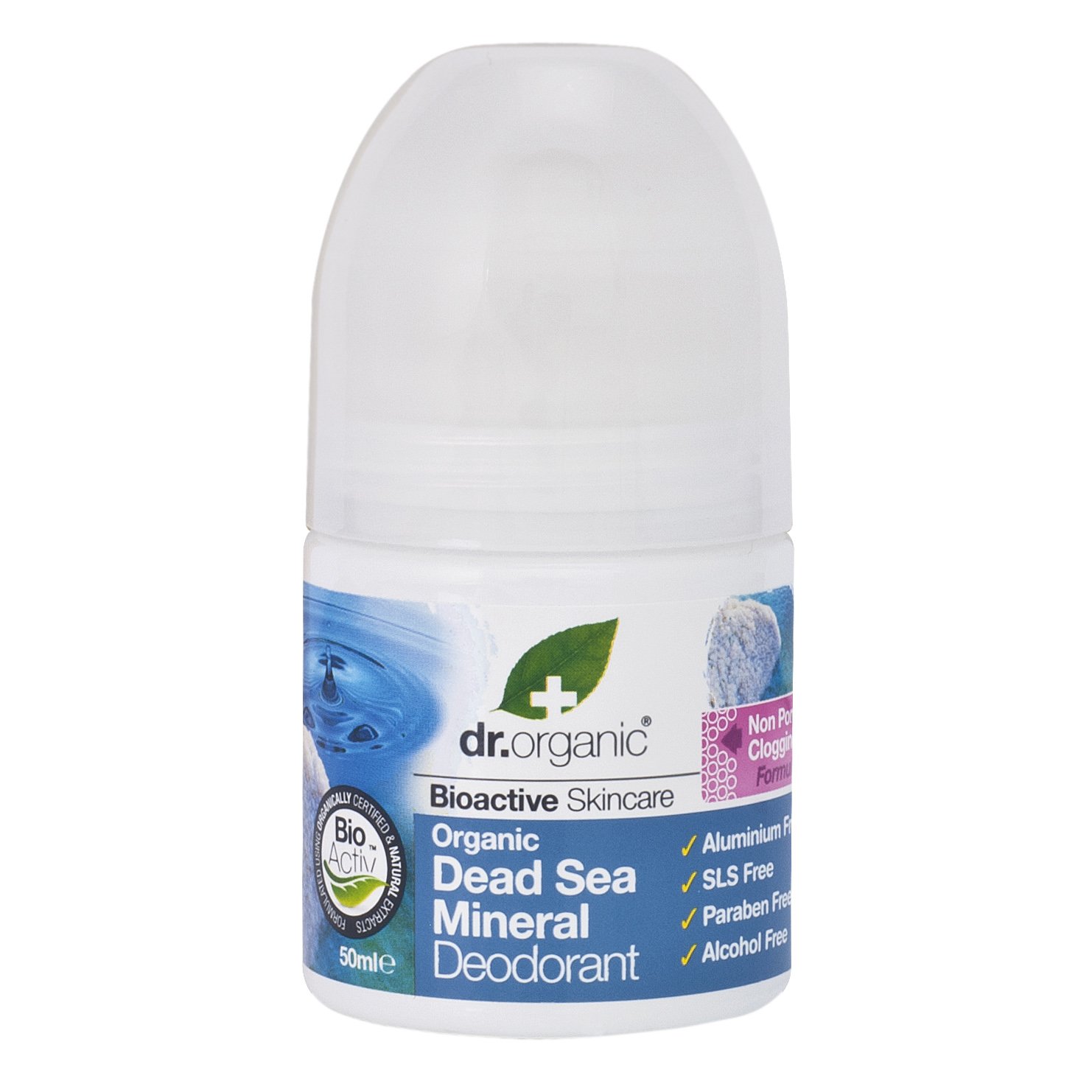 Dr Organic Dead Sea Mineral Deodorant Αποσμητικό με Βιολογικά Μεταλλικά Στοιχεία από τη Νεκρά Θάλασσα σε Μορφή Roll on 50ml