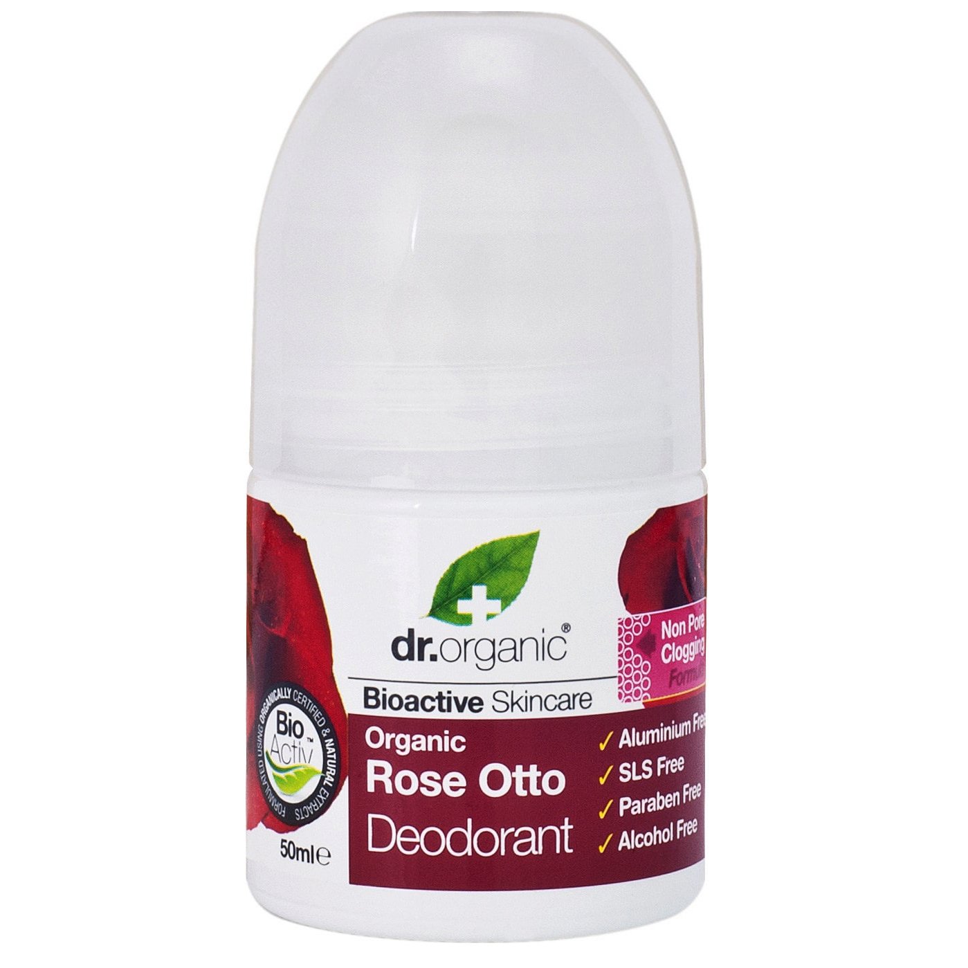 Dr Organic Rose Otto Deodorant Αποσμητικό σε Μορφή Roll on με Βιολογικό Έλαιο Τριαντάφυλλου 50ml
