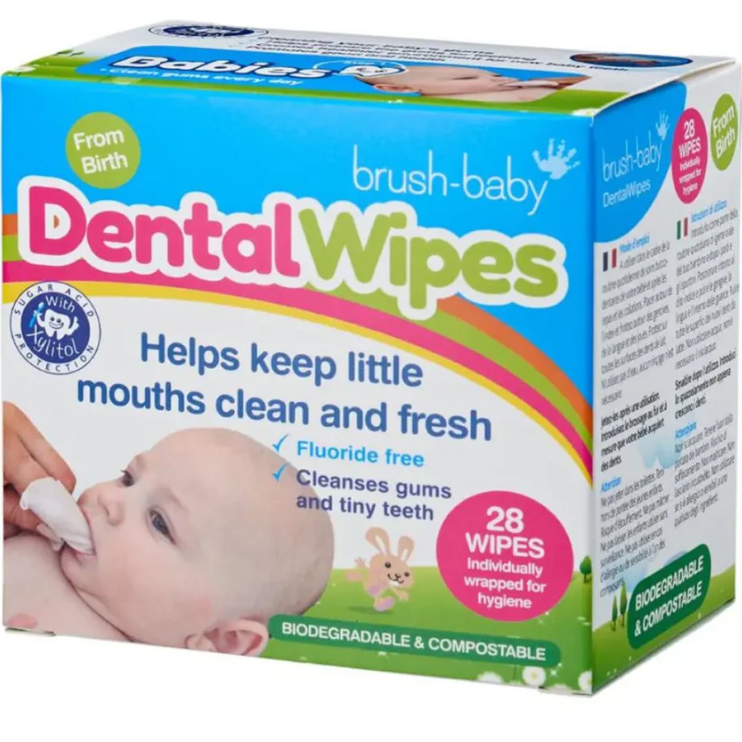 Brush-Baby Brush-Baby Dental Wipes 0m+ Βρεφικά Μαντηλάκια Φροντίδας Ούλων από τη Γέννηση 28 Τεμάχια