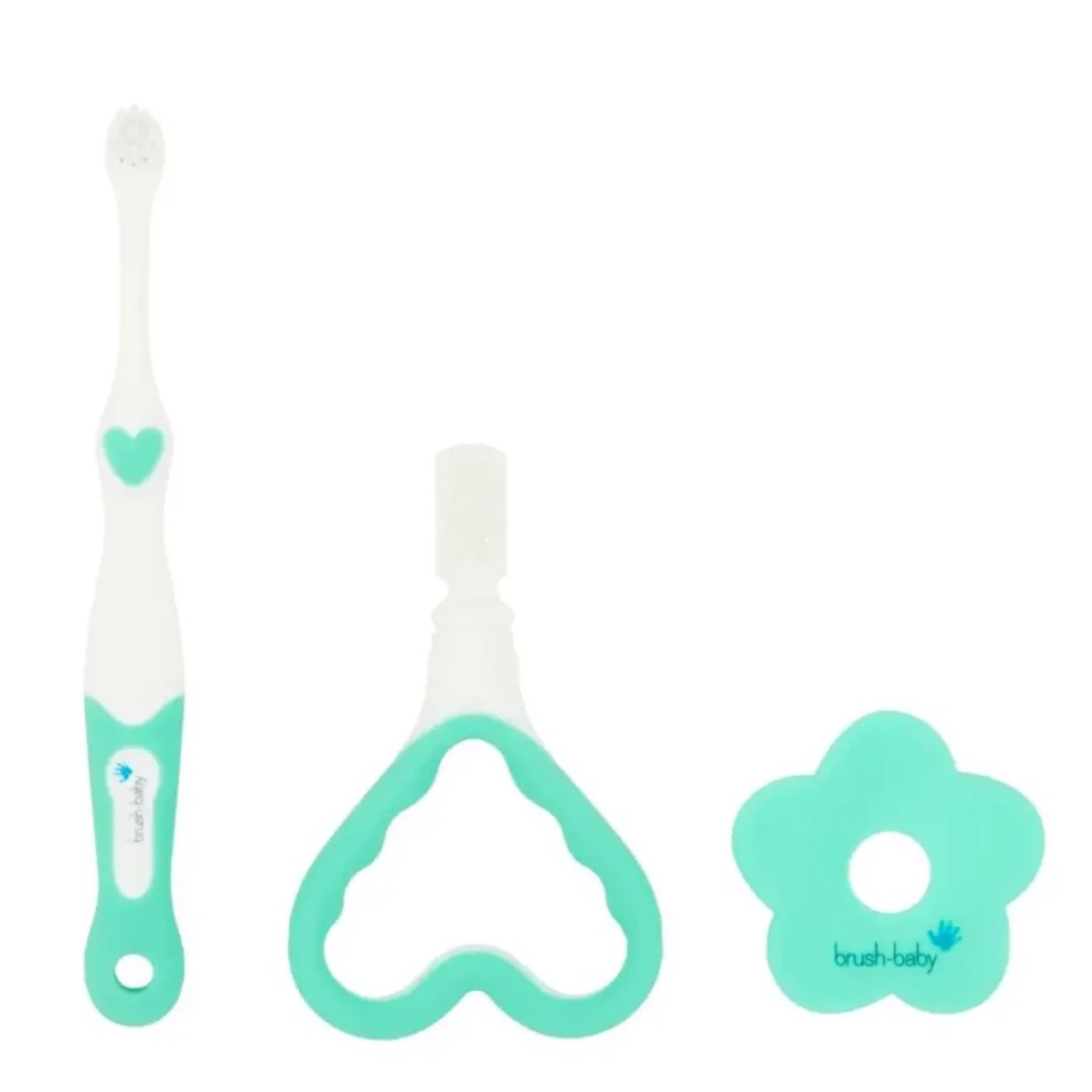 Brush-Baby Brush-Baby First Brush & Teether 0-18m Βρεφική Οδοντόβουρτσα για τα Πρώτα Δόντια & Βρεφικό Μασητικό 1 Τεμάχιο