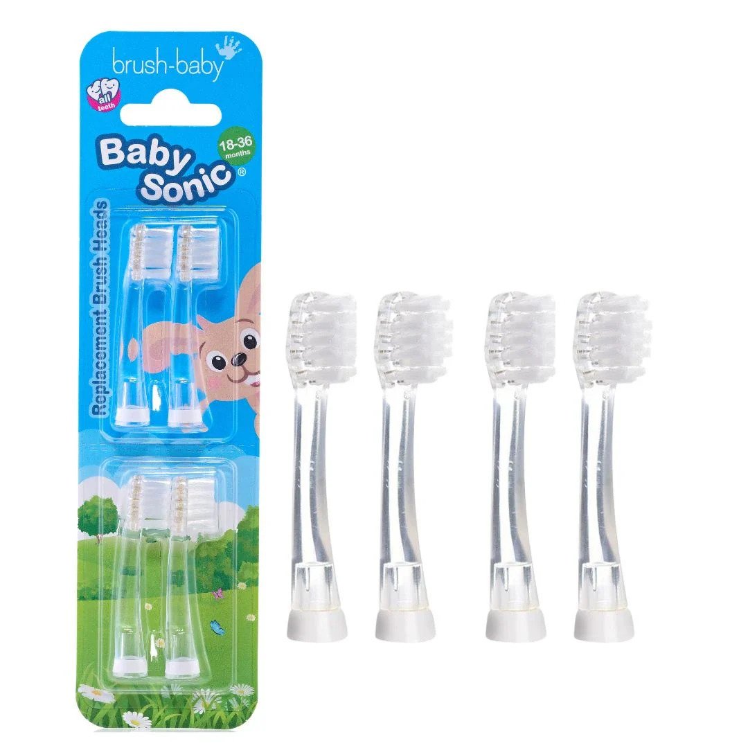 Brush-Baby Brush-Baby Baby Sonic Replacement Brush Heads 18-36m Ανταλλακτικές κεφαλές για την Ηλεκτρική Οδοντόβουρτσα BabySonic 4 Τεμάχια
