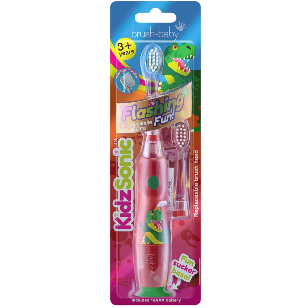 Brush-Baby Brush-Baby KidzSonic Electric Toothbrush 3+ Years Παιδική Ηλεκτρική Οδοντόβουρτσα για Παιδιά Άνω των 3 Ετών 1 Τεμάχιο - Δεινόσαυρος