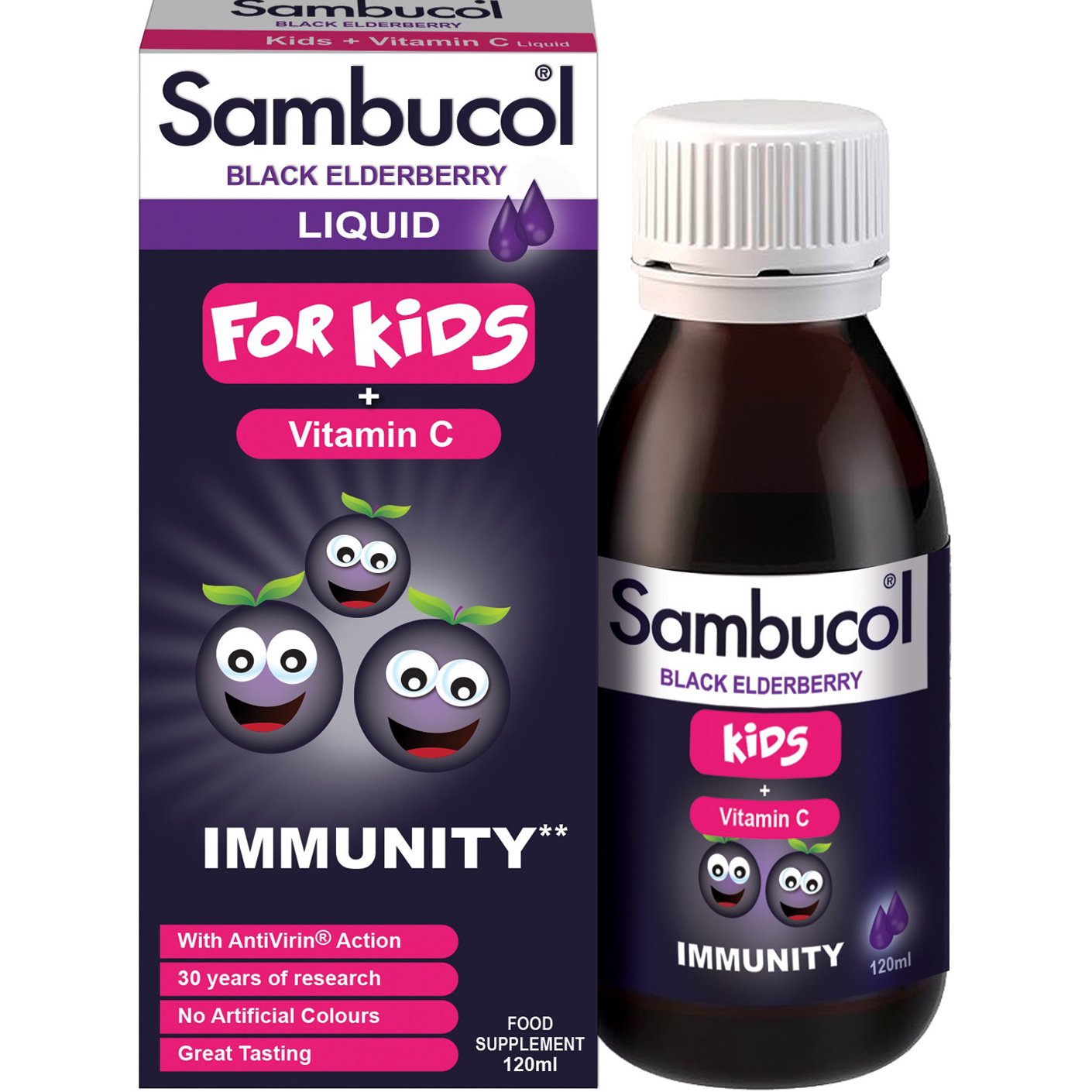 Galenica Galenica Sambucol Black Elderberry for Kids + Vitamin C Liquid Formula Συμπλήρωμα Διατροφής σε Μορφή Σιροπιού για Παιδιά με Βιταμίνη C & Μαύρο Σαμπούκο για την Ενίσχυση του Ανοσοποιητικού με Ευχάριστη Γεύση 120ml
