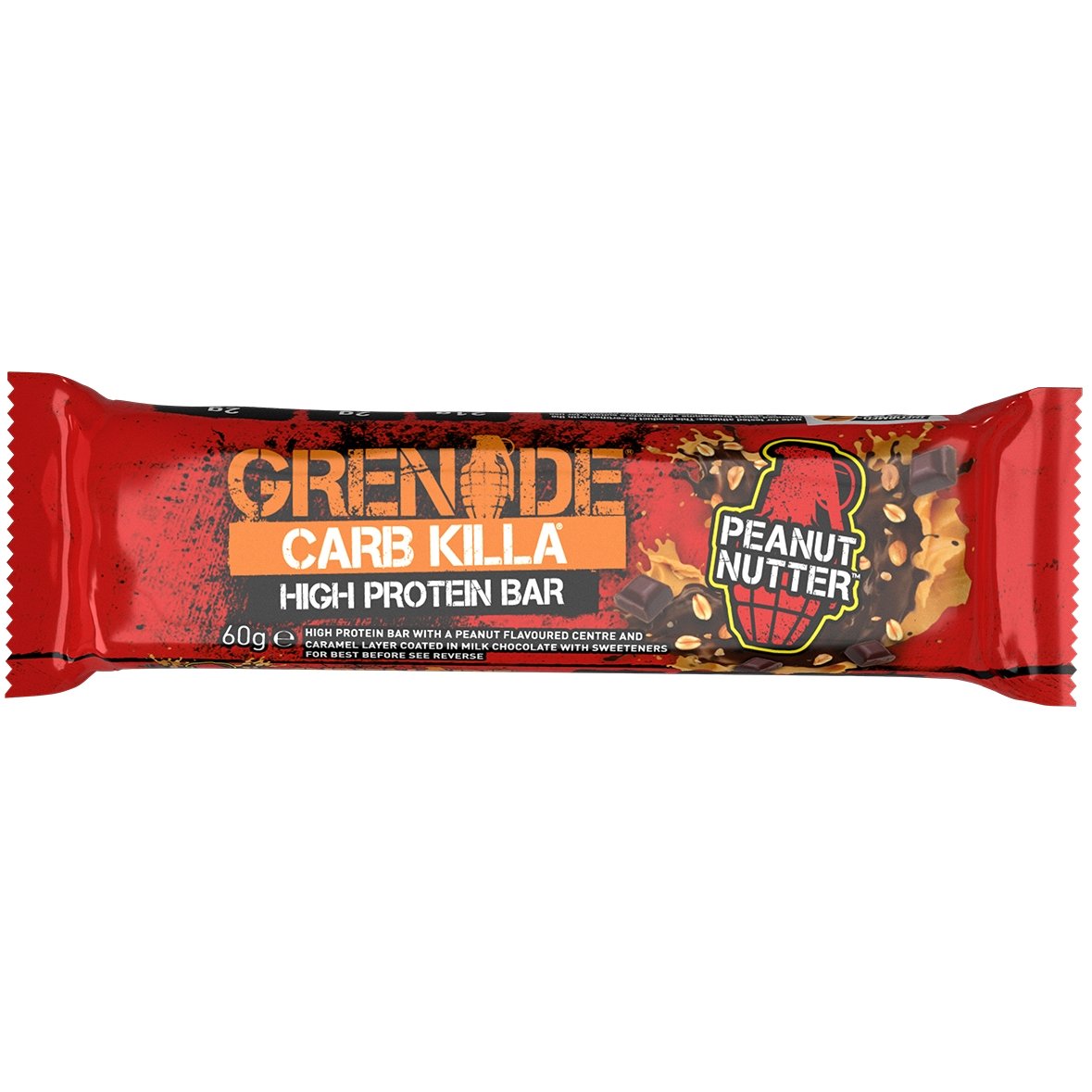 Grenade Carb Killa High Protein, Low Sugar Bar Μπάρα Υψηλής Πρωτεΐνης με Γεύση Peanut Nutter 60gr
