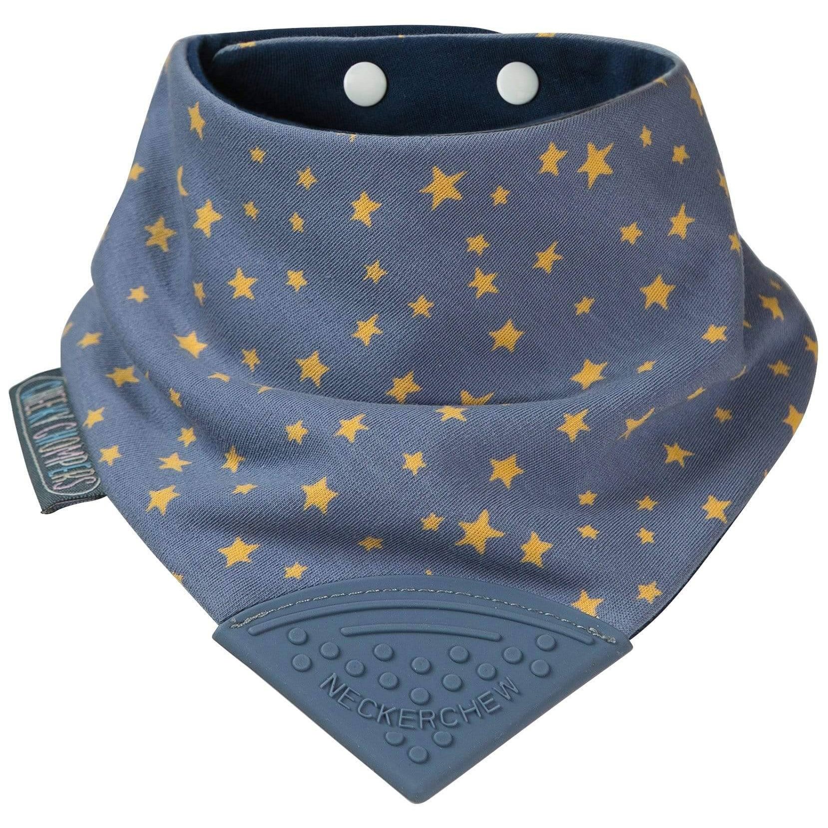 Cheeky Chompers Neckerchew 2m+ Υφασμάτινη Σαλιάρα Διπλής Όψεως με Ρυθμιζόμενο Κουμπί & Μασητικό 1 Τεμάχιο, Κωδ 88056 – Midnight Stars