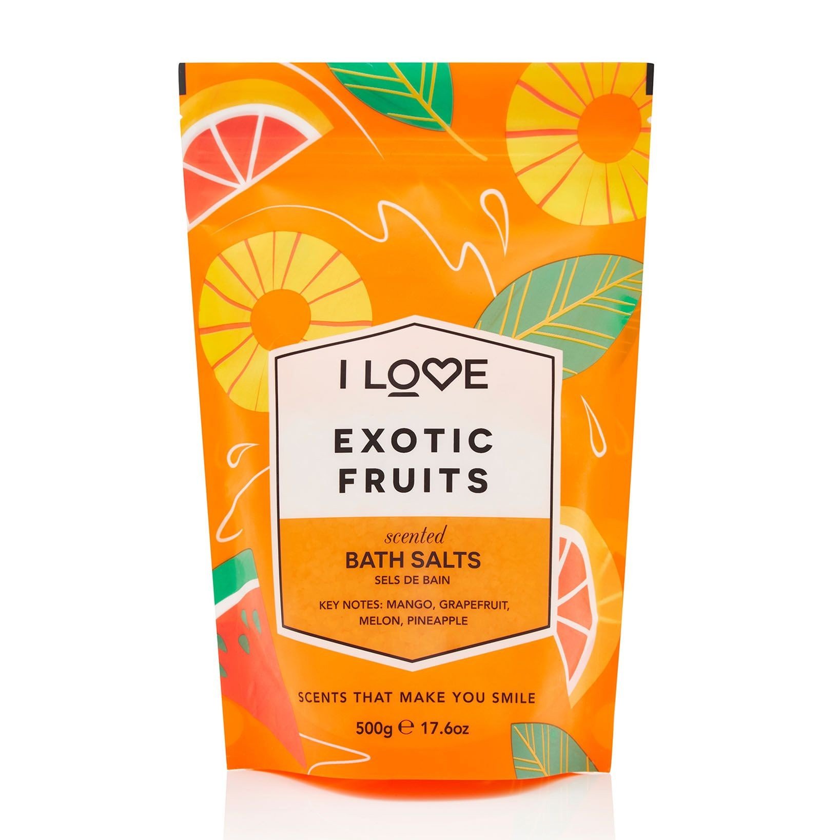 I Love…Exotic Fruits Scented Bath Salts Άλατα Μπάνιου με Υπέροχο Άρωμα από Εκχυλίσματα Φρούτων 500gr