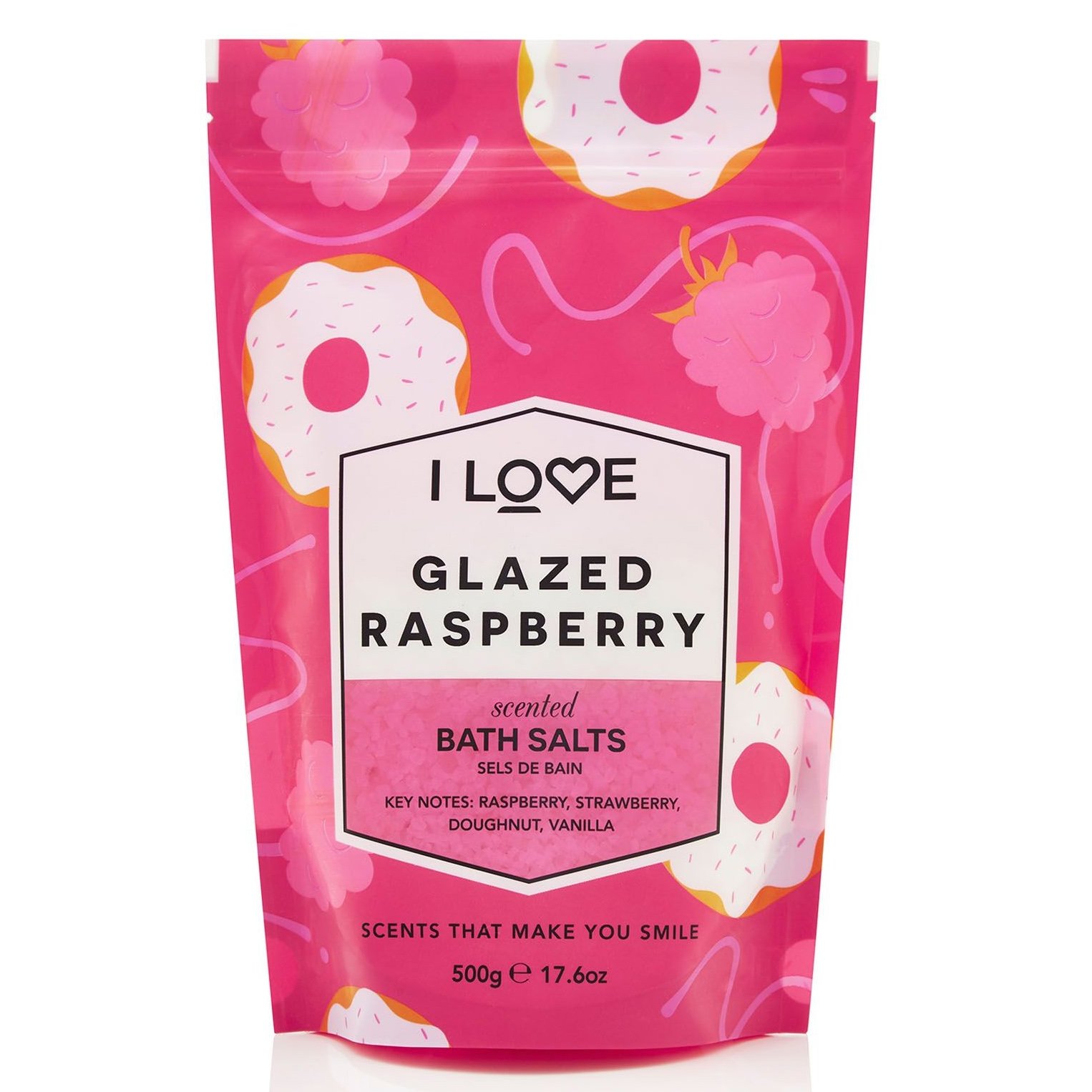I love… Glazed Raspberry Bath Salts Άλατα Μπάνιου με Υπέροχο Άρωμα από Εκχυλίσματα Φρούτων 500gr