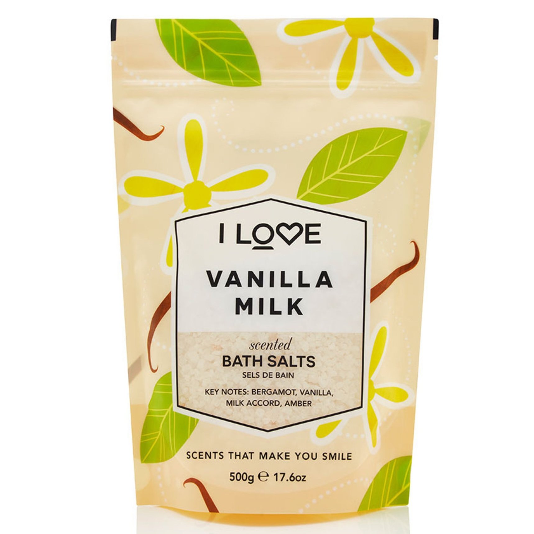 I love… Vanilla Milk Scented Bath Salts Άλατα Μπάνιου με Υπέροχο Άρωμα από Εκχυλίσματα Φρούτων 500gr
