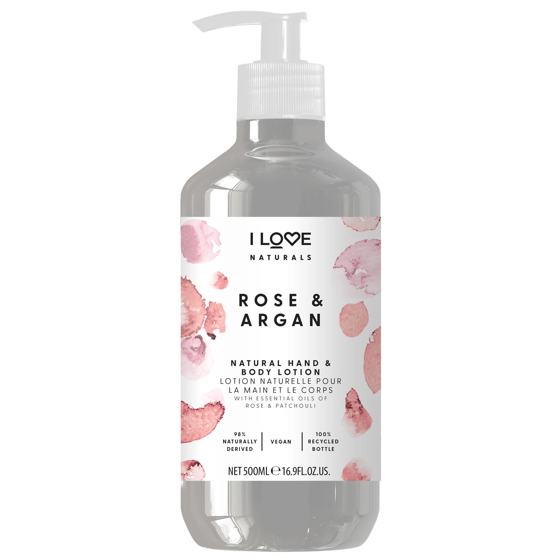 I love… Rose & Argan Hand & Body Lotion Ενυδατικό Γαλάκτωμα για τα Χέρια & το Σώμα με Άρωμα Τριαντάφυλλο 500ml