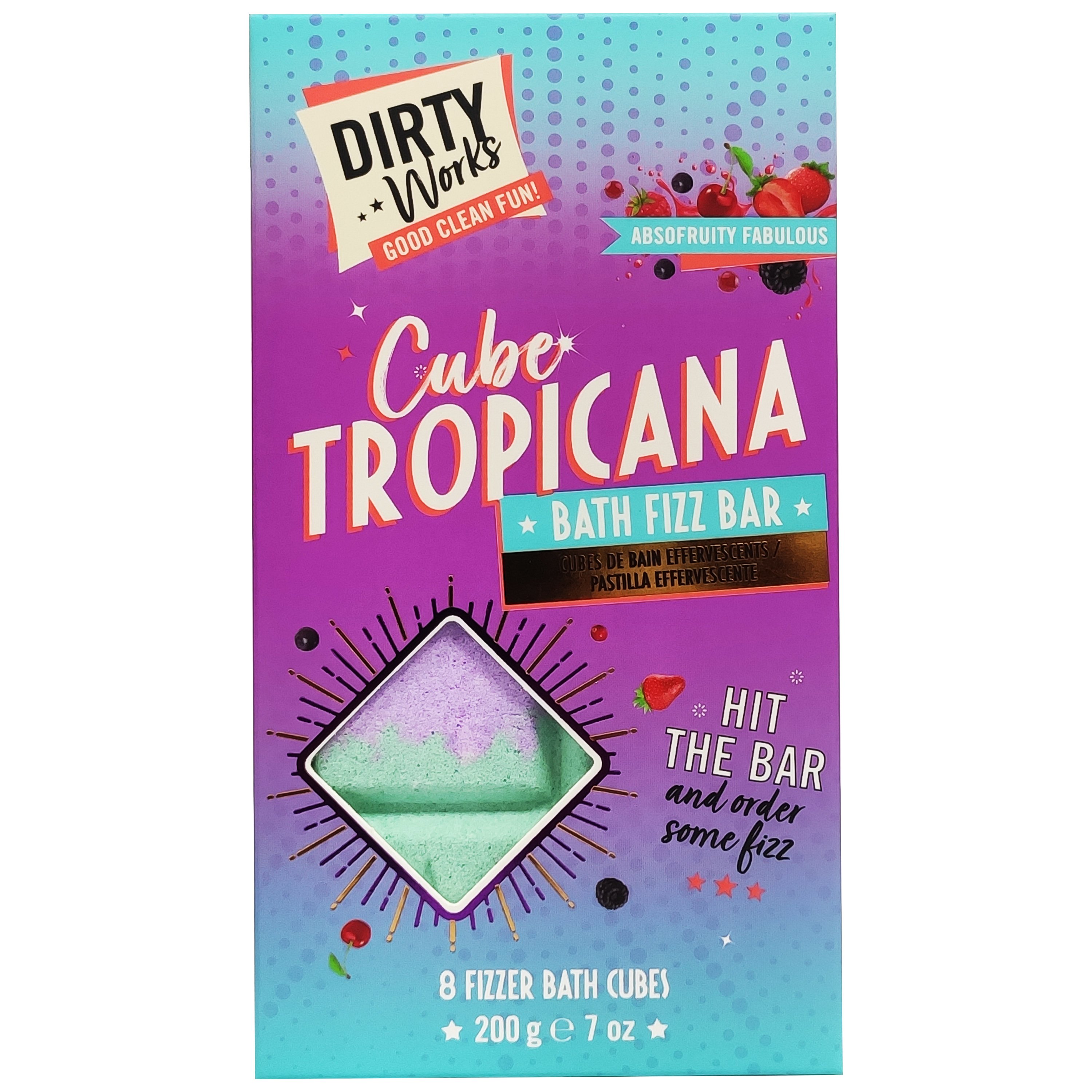 Dirty Works Cube Tropicana Bath Fiz Bar Μπάρα Αρωματικών Αλάτων για Αναζωογονητικό Αφρόλουτρο 200gr