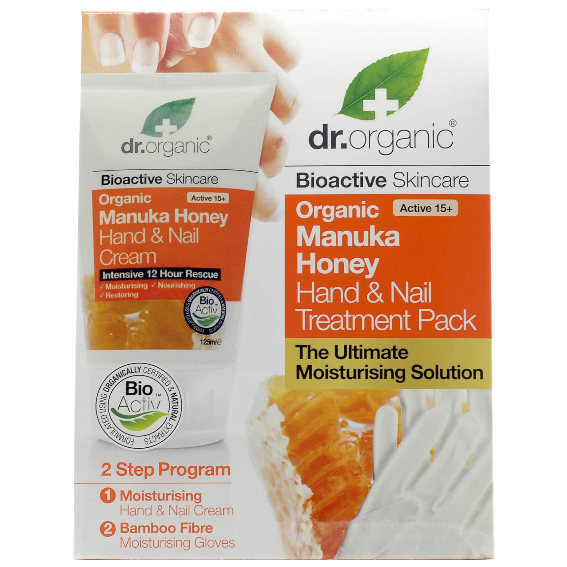 Dr Organic Πακέτο Προσφοράς Manuka Honey Hand Cream & Nail Treatment Pack Ολοκληρωμένη Φροντίδα & Περιποίηση για τα Χέρια 125ml