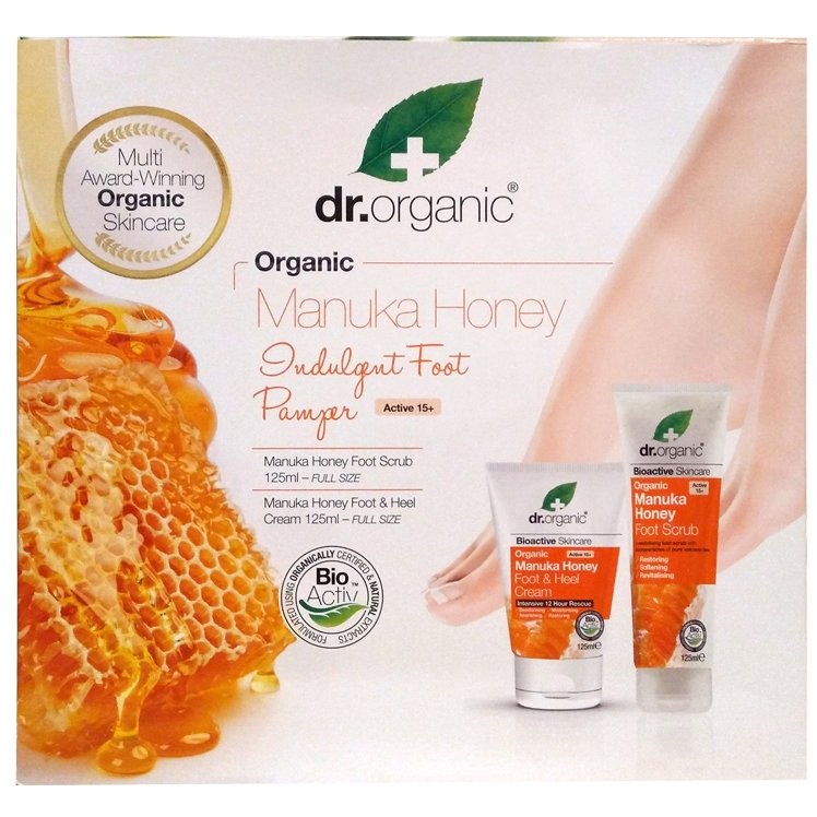 Dr Organic Πακέτο Προσφοράς Manuka Honey Indulgent Foot Pamper με Manuka Honey Foot Scrub 125ml & Foot & Heel Cream 125ml