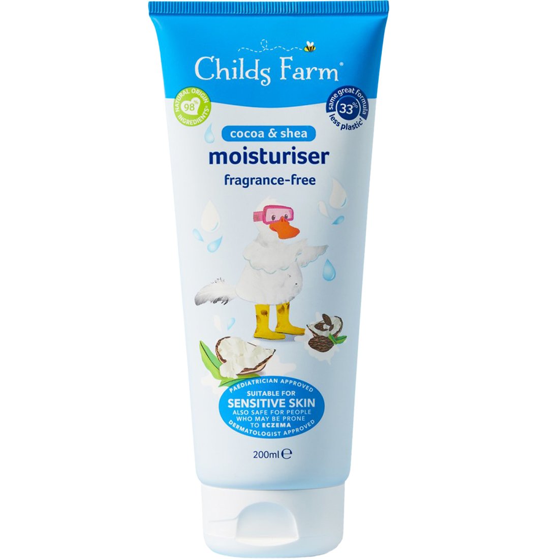 Childs Farm Childs Farm Moisturiser Fragrance-Free with Cocoa & Shea Κωδ CF281 Ενυδατική Κρέμα με Κακάο & Βούτυρο Καριτέ Χωρίς Άρωμα, Κατάλληλη για Βρέφη & Παιδιά, 200ml