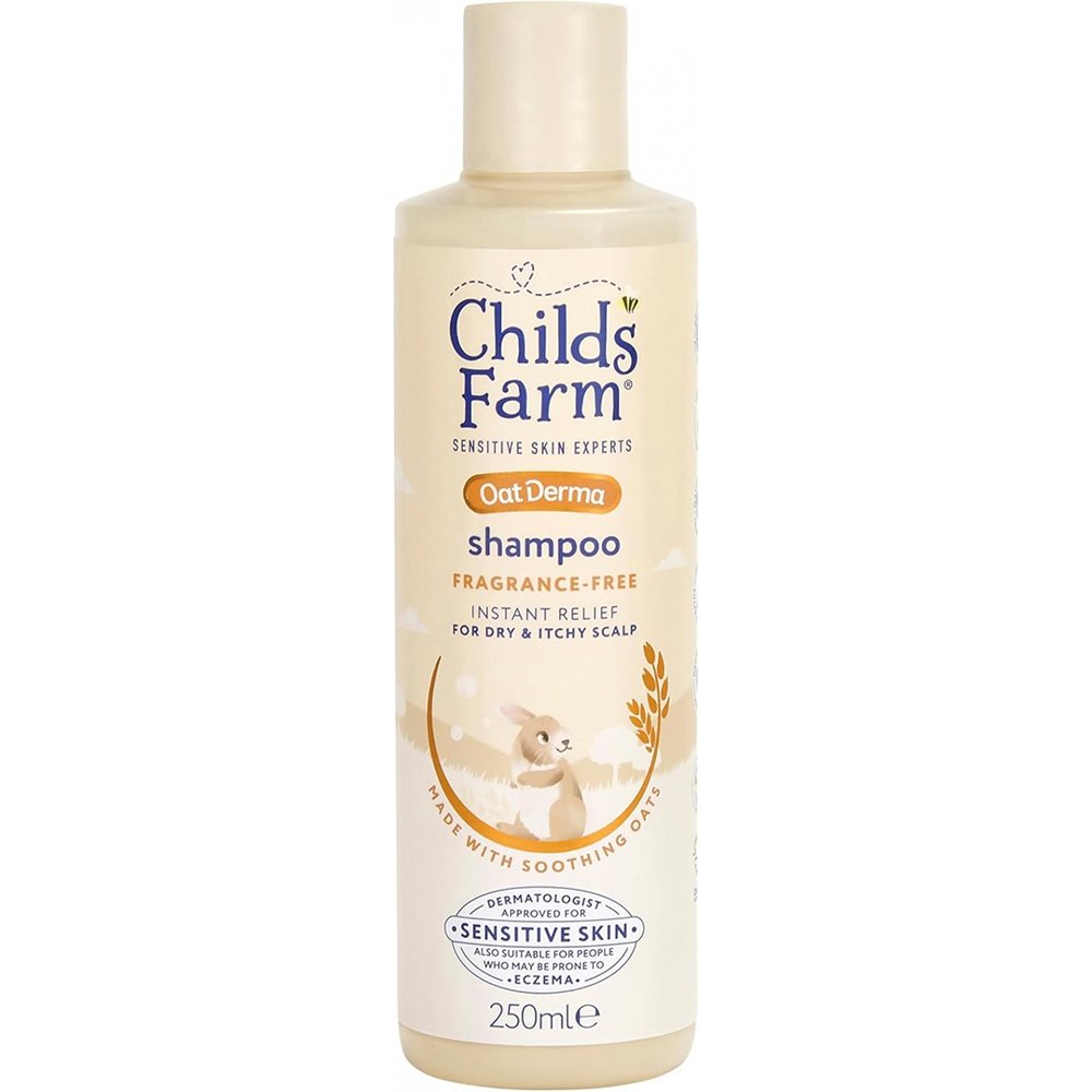 Childs Farm Childs Farm OatDerma Shampoo Βρεφικό Καταπραϋντικό Σαμπουάν με Εκχύλισμα Βρώμης Χωρίς Άρωμα για Ξηρό & Ευαίσθητο Τριχωτό Κατάλληλο από τη Γέννηση 250ml