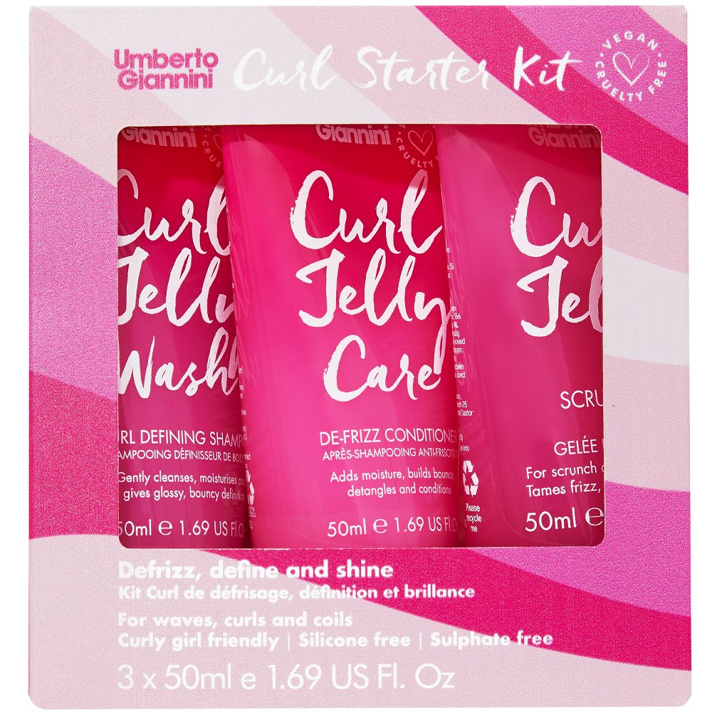 Umberto Giannini Promo Curl Starter Kit De-Frizz, Define & Shine, Shampoo 50ml & Conditioner 50ml & Styling Gel 50ml