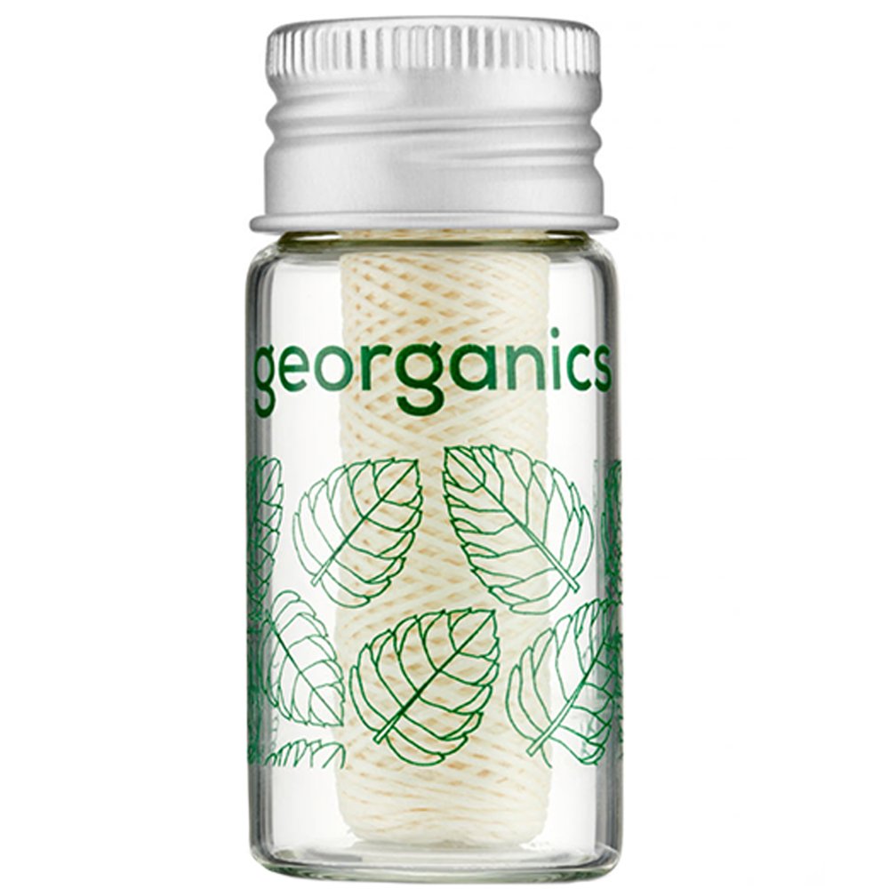 Georganics Spearmint Fluoride & Plastic Free Dental Floss Οδοντικό Νήμα Χωρίς Φθόριο με Γεύση Μέντα & Καστορέλαιο 50m