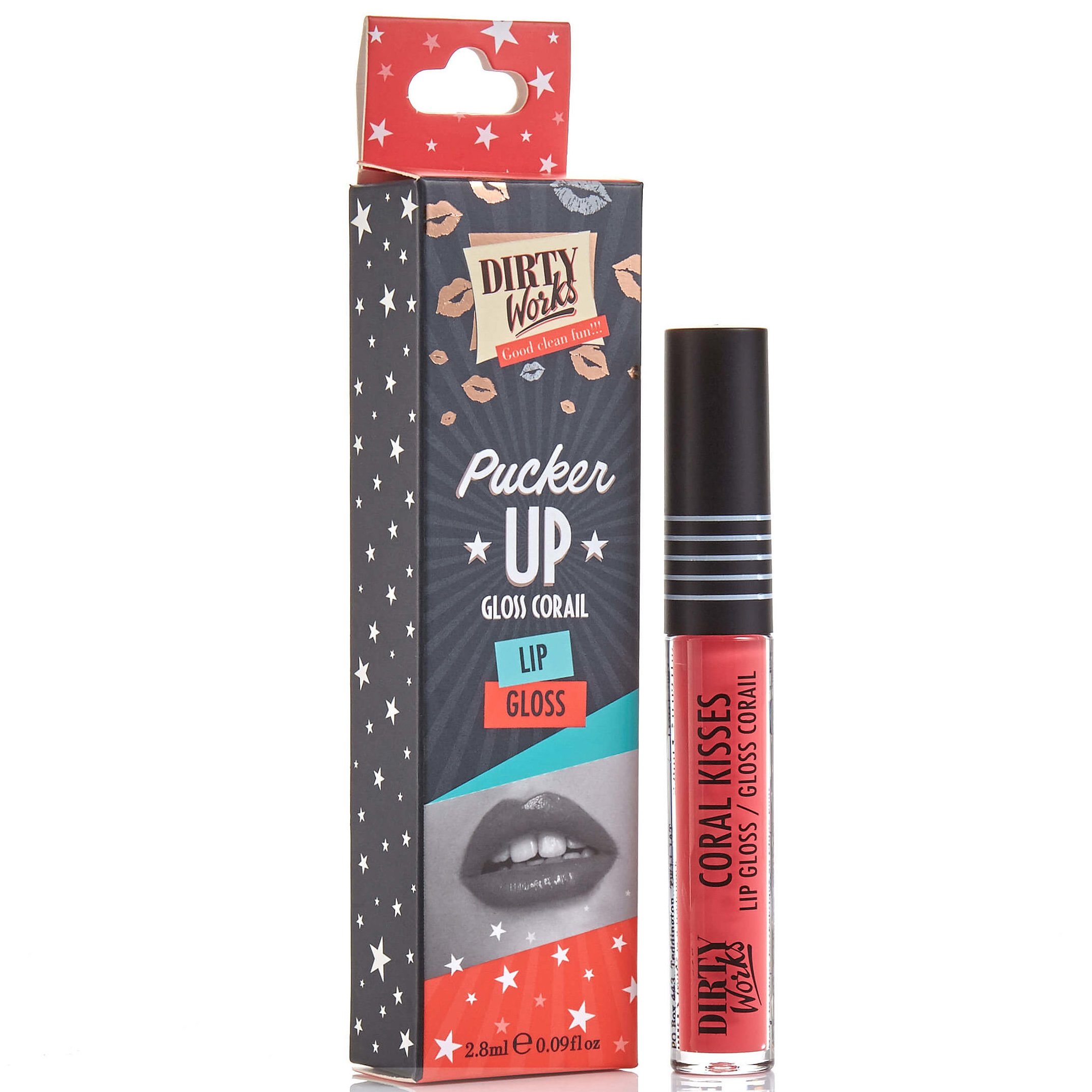 Dirty Works Pucker Up Gloss Corail Kiss Lip Gloss Όμορφα Χείλη με Λάμψη που Διαρκεί, Απόχρωση Κοραλί 2.8ml