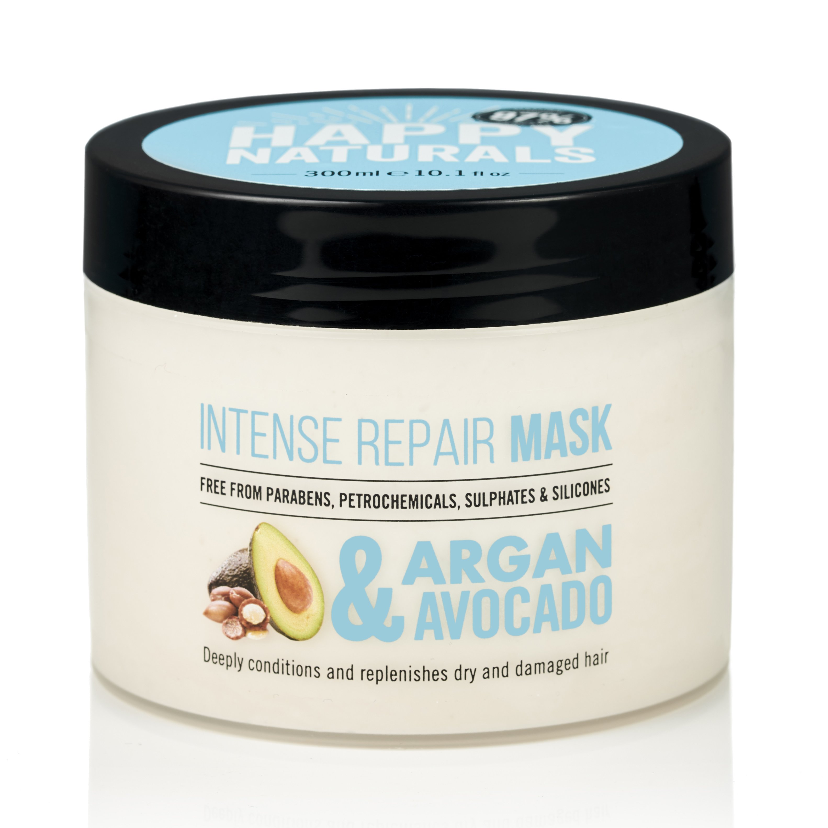 Happy Naturals Intense Repair Mask Argan & Avocado Εντατική Μάσκα Επανόρθωσης για Ξηρά & Ταλαιπωρημένα Μαλλιά 300ml
