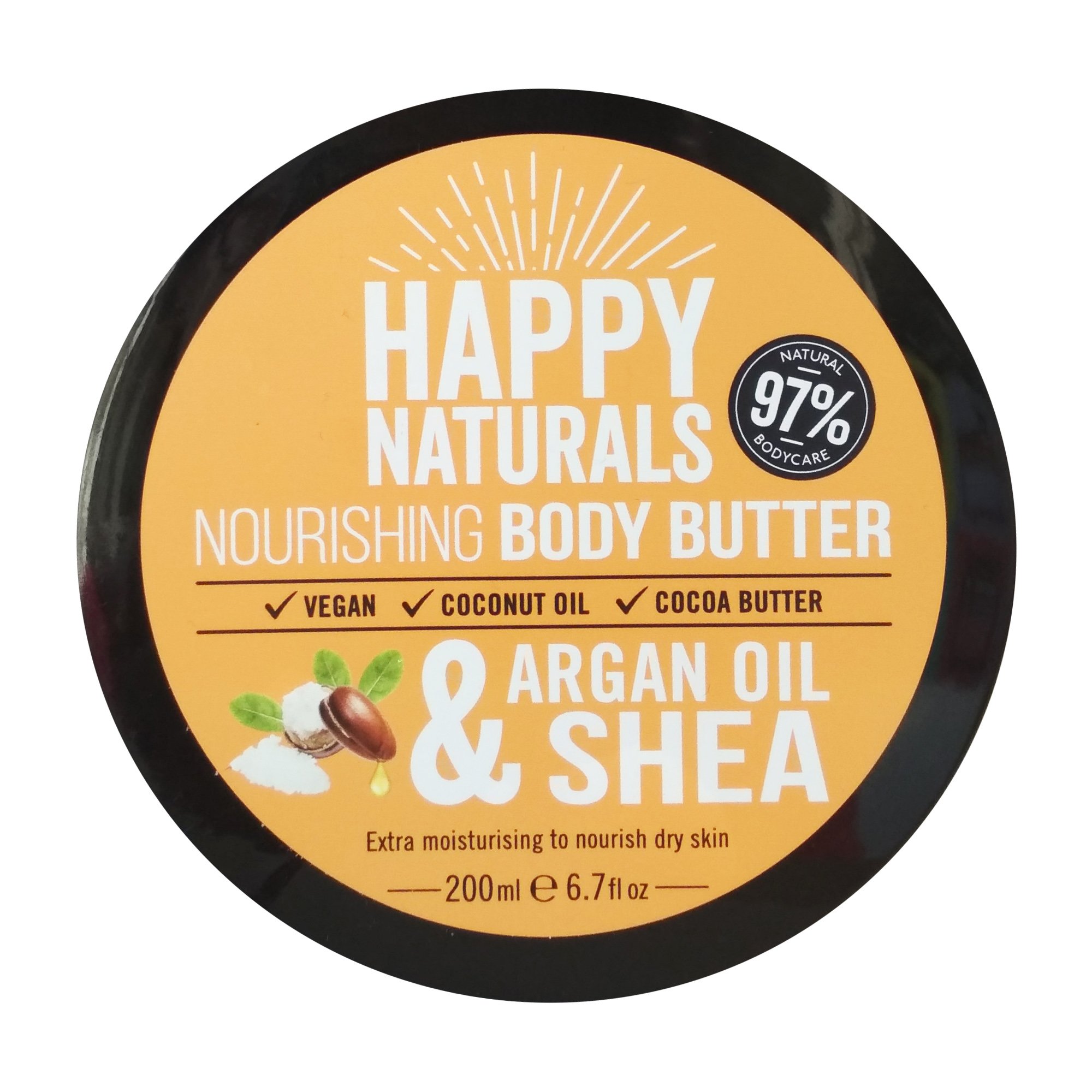Happy Naturals Argan Oil & Shea Nourishing Body Butter Ενυδατική Κρέμα Σώματος με Έλαιο Argan 200ml