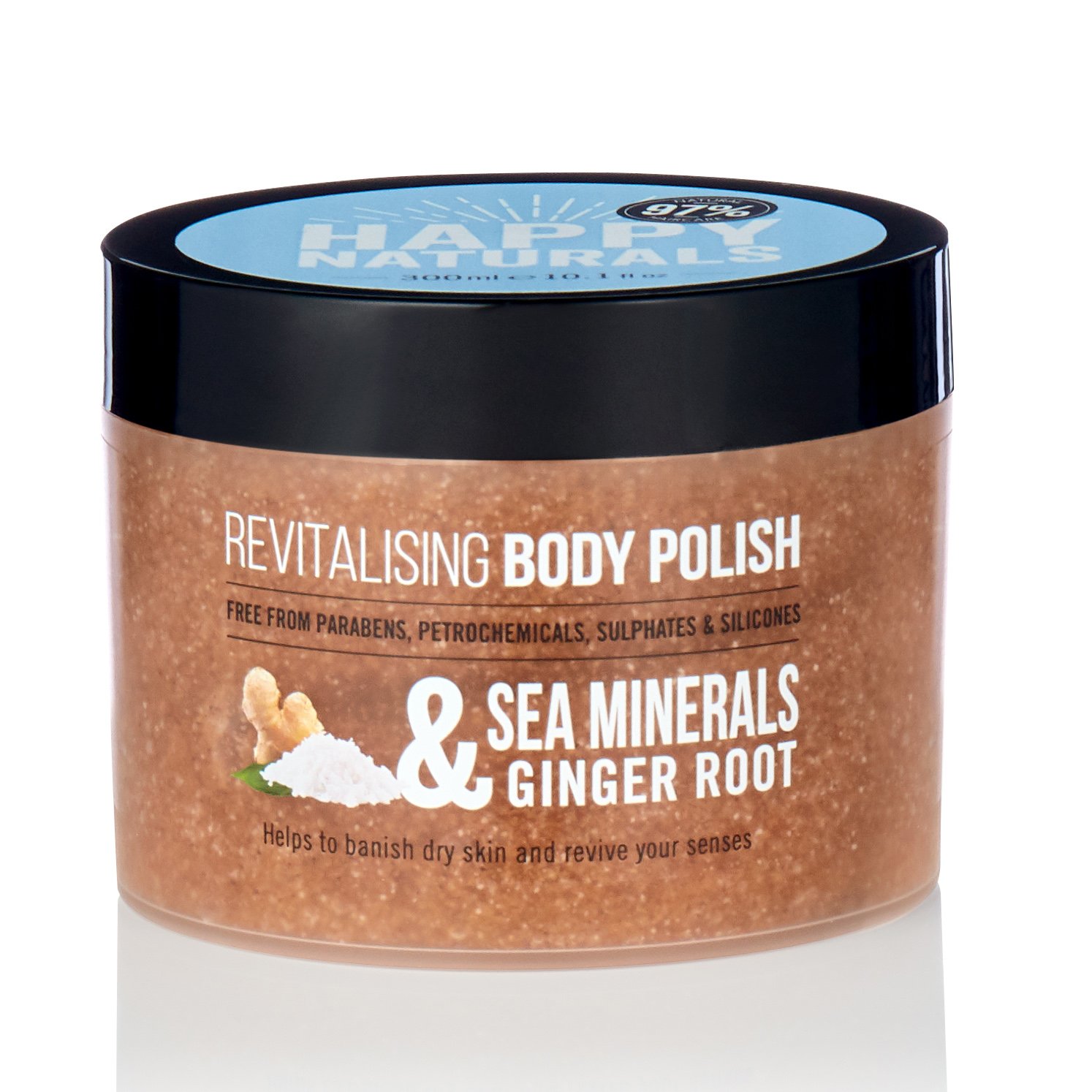 Happy Naturals Sea Mineras & Ginger Root Revitalising Body Polish Απαλή Απολέπιση Σώματος με Ginger 300ml